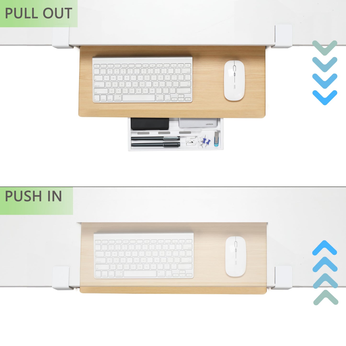 ETHU Keyboard Tray Under Desk, 19.7" X 12.2" Small Size C Clamp Keyboard Drawer Under Desk, Computer Keyboard Stand Slide Pull Out, Ergonomic Keyboard Tray for Home, Office (Oak)