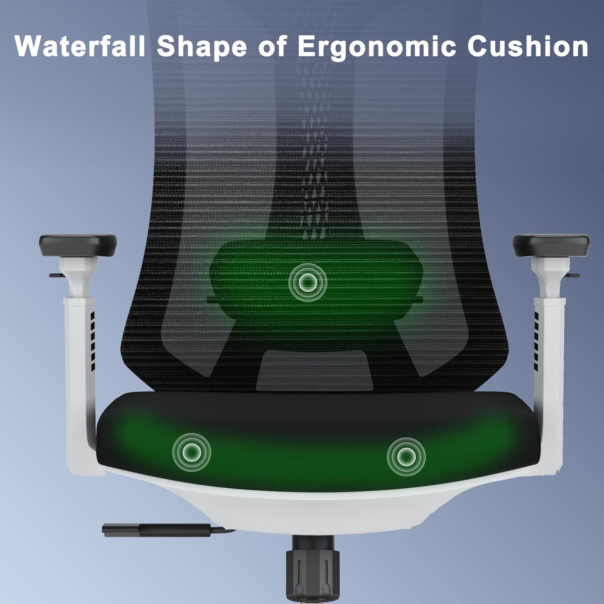 Logicfox Ergonomic Mesh Office Chair, Computer Desk Chair with 3D Armrests, Adjustable Lumbar Cushion and Adjustable Headrest, White High Back Home Office Chair with Tilt Function, Computer Chair