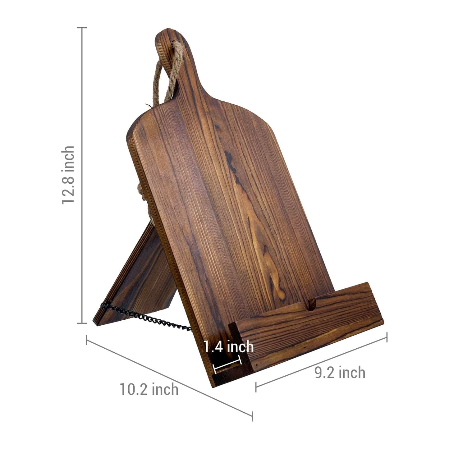 MyGift Cookbook Stand Recipe Book Holder with Brown Wood Cutting Board Design, Cookbook Holder for Countertop Display