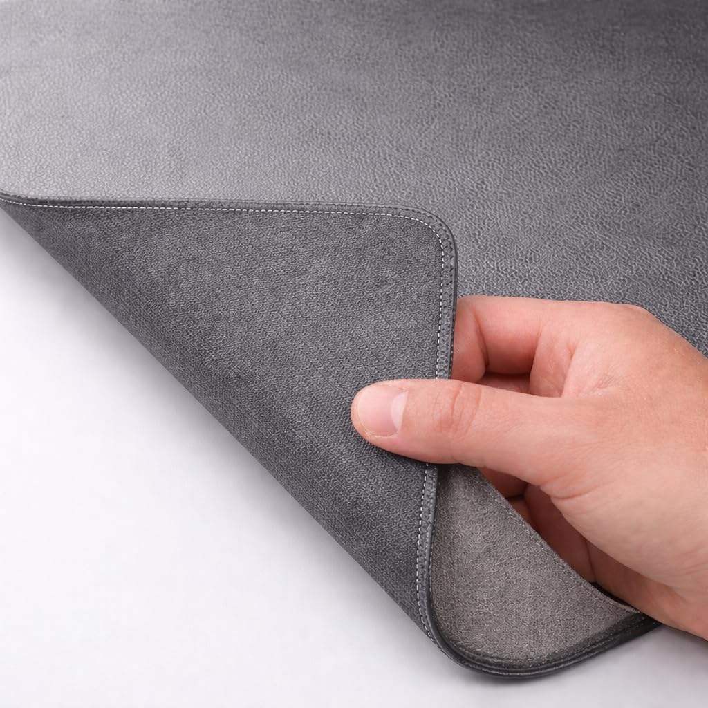 Large Desk Mat 47" x 23" – Premium PVC Leather Desk Pad, Non-Slip Office & Home Workspace Mat, Water-Resistant Writing Surface, Large Desk Protector for Laptop, Keyboard & Mouse (Grey)