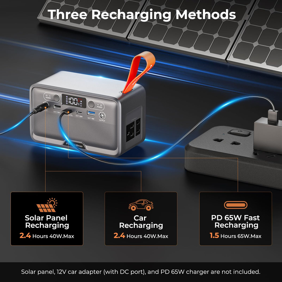 Portable Power Station, PowerUrus 28,000mAh Solar Power Bank, LiFePO4 Battery Backup with 100W/110V AC Outlet, DC & PD Fast Charging, Samll Generator for Dash Cam, Home, Camping, Office, TSA Approved