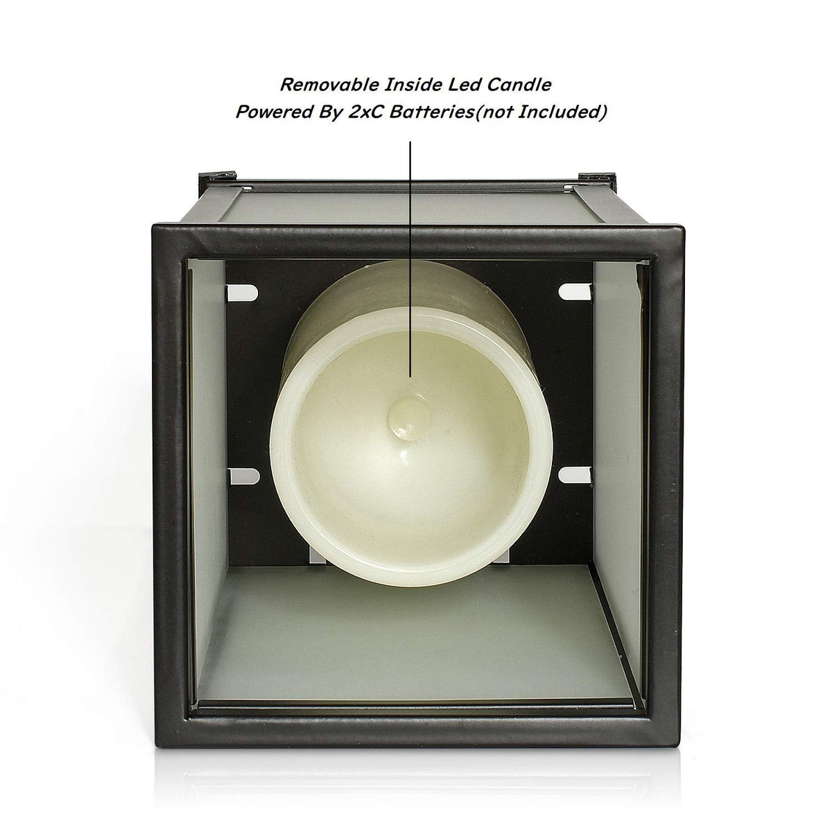 GiveU Decorative Led Candle Lantern with Timer Rustic Candle Lantern with Twelve Magnetic Seasonal Themed Panels ,5 x 5 x 8.5" Black