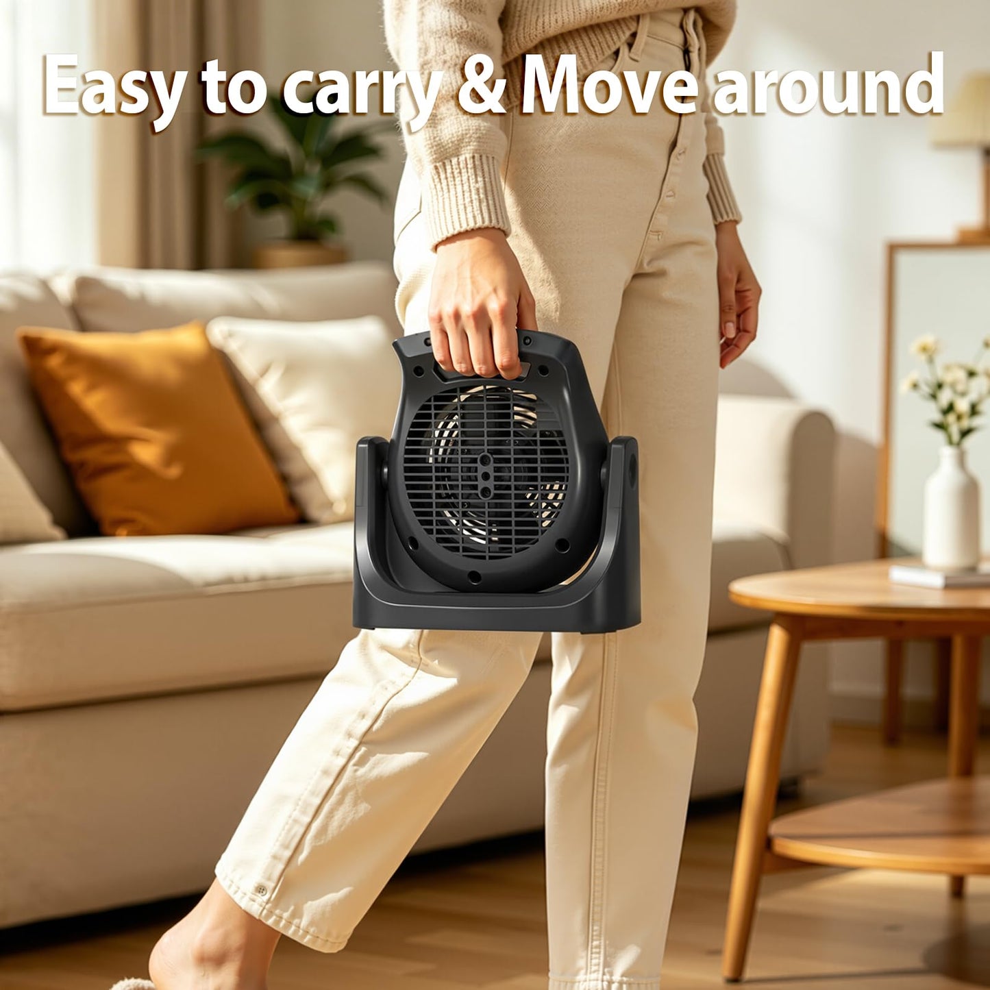 2 in 1 Heater and Fan Combo, Portable Heating and Cooling Fan, Personal Air Calculator Fan with 45° Adjustable, 2 Wind Speeds & Overheat Protection, 1500 & 750W Space Heater for Indoor Use Home Office