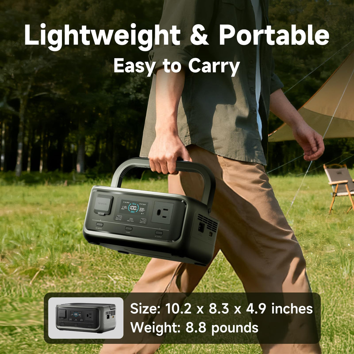 ALLPOWERS VOLIX P300 300W(600W peak) Portable Power Station with UPS Function,256Wh LiFePO4 Battery,MPPT 110W Max,1-Hour AC Fast Charge to 80%,Home Backup,Office,RV,Camping