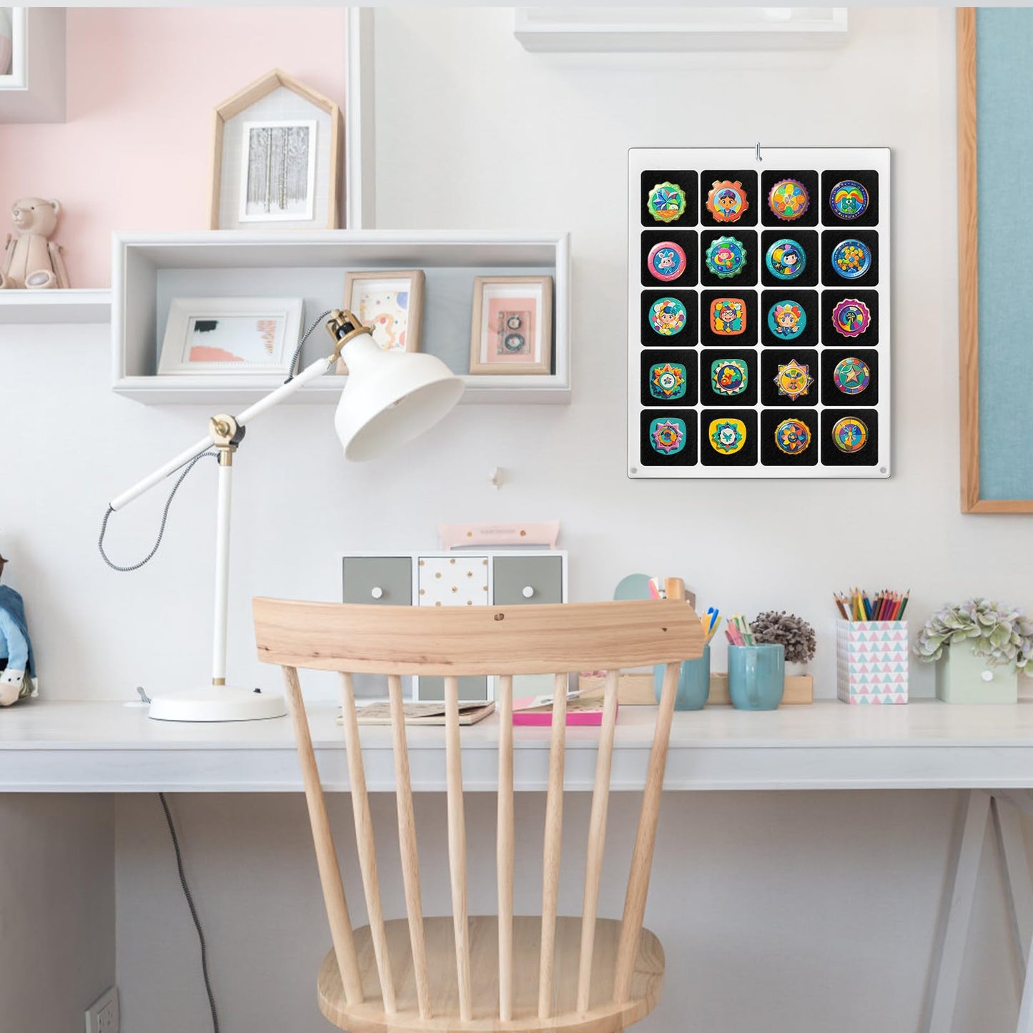 Peohud Acrylic Enamel Pin Display Board, 20 Grids Dust-Free Pin Collection Organizer, Clear Table Top and Wall Pin Holder Case for Jewelry Pins, Pin Gift, Pin Enthusiast