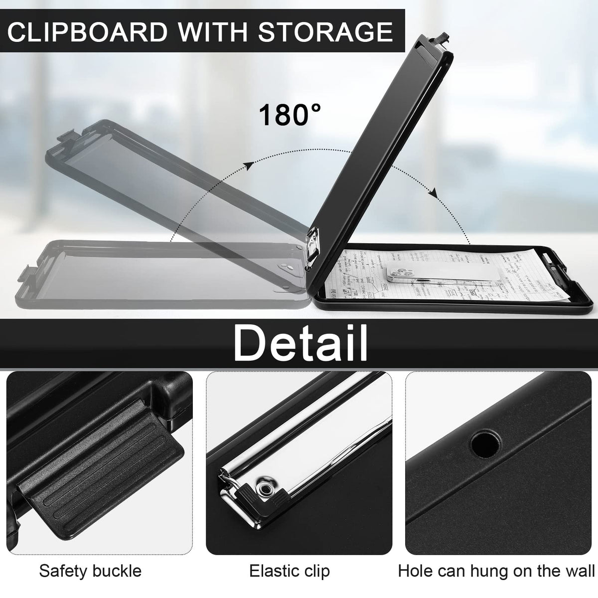 Geyee 8 Pcs Clipboard with Storage Plastic Foldable Nursing Clipboard Storage with Pen Holder 9. 5 x 13. 4 Inch Foldable Clip Board with Low Profile Clip for Student Teacher Nurse Office Supplies