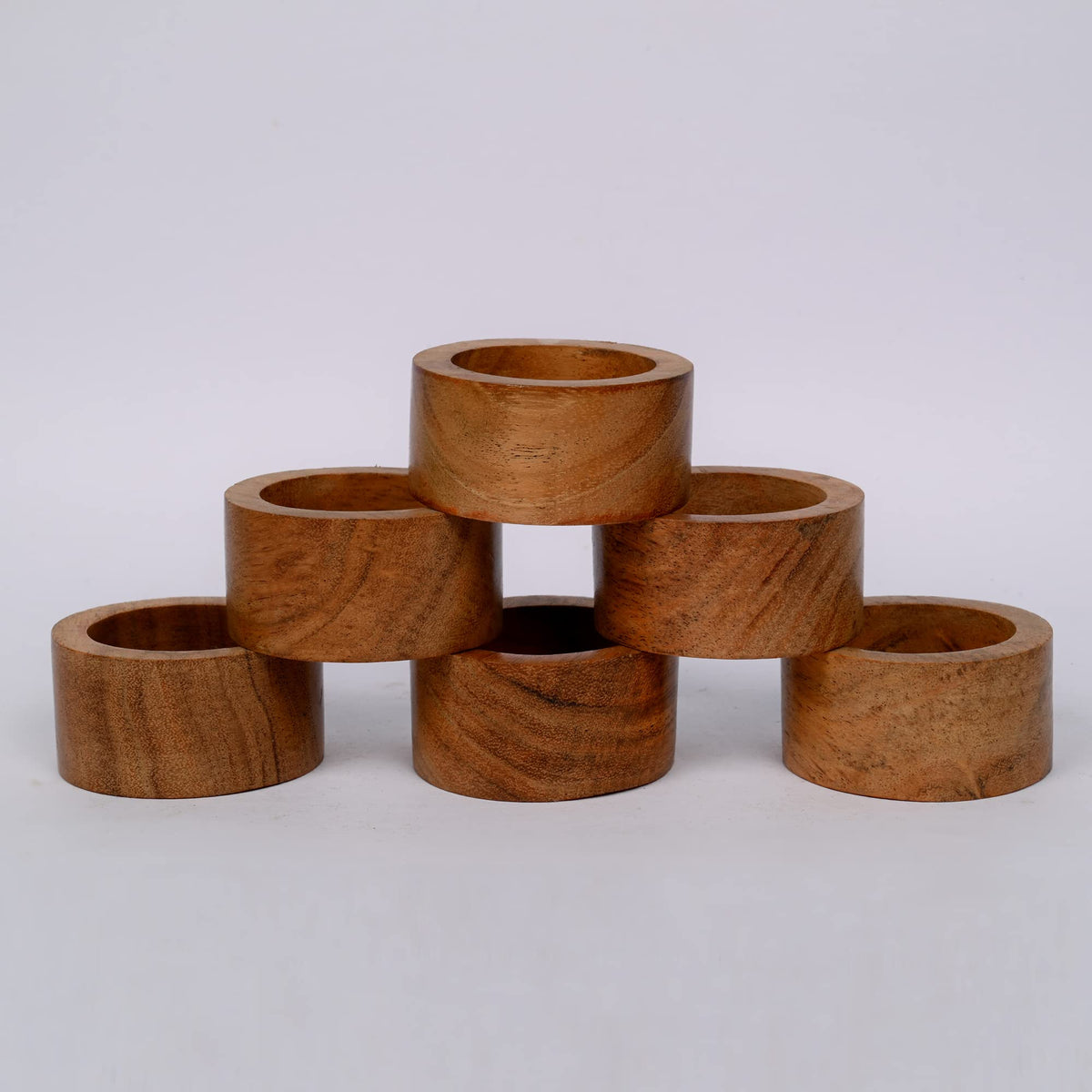 SAMHITA Handmade Acacia Wood Napkin Ring Set of 12 for Dining, Anniversary, Birthday, Christmas | Napkin Ring for Home and Kitchen Décor