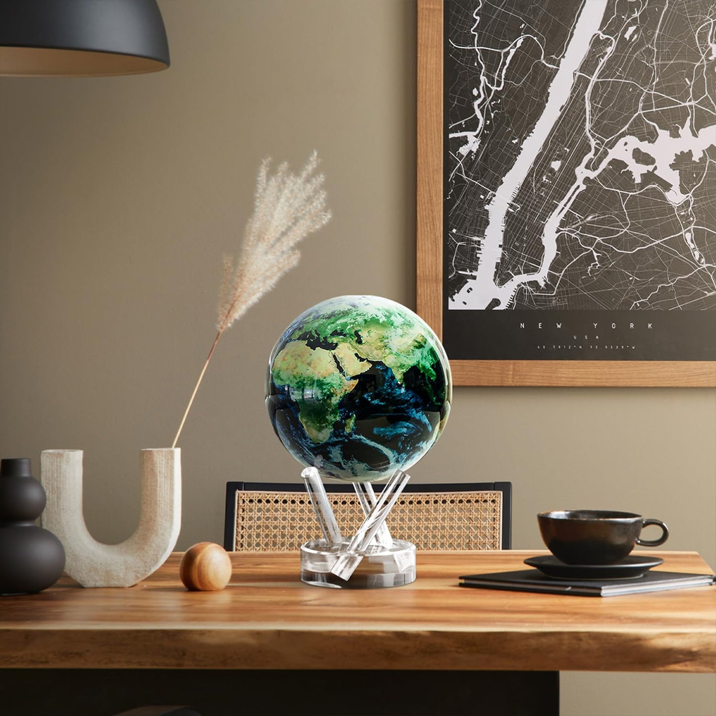 MOVA Globe - Earth with Clouds Prestige (8.5") | Self-Rotating Globe Powered by Light | Silent Motion, No Batteries or Wires | Unique Desk Decor or Gift for Space Lovers