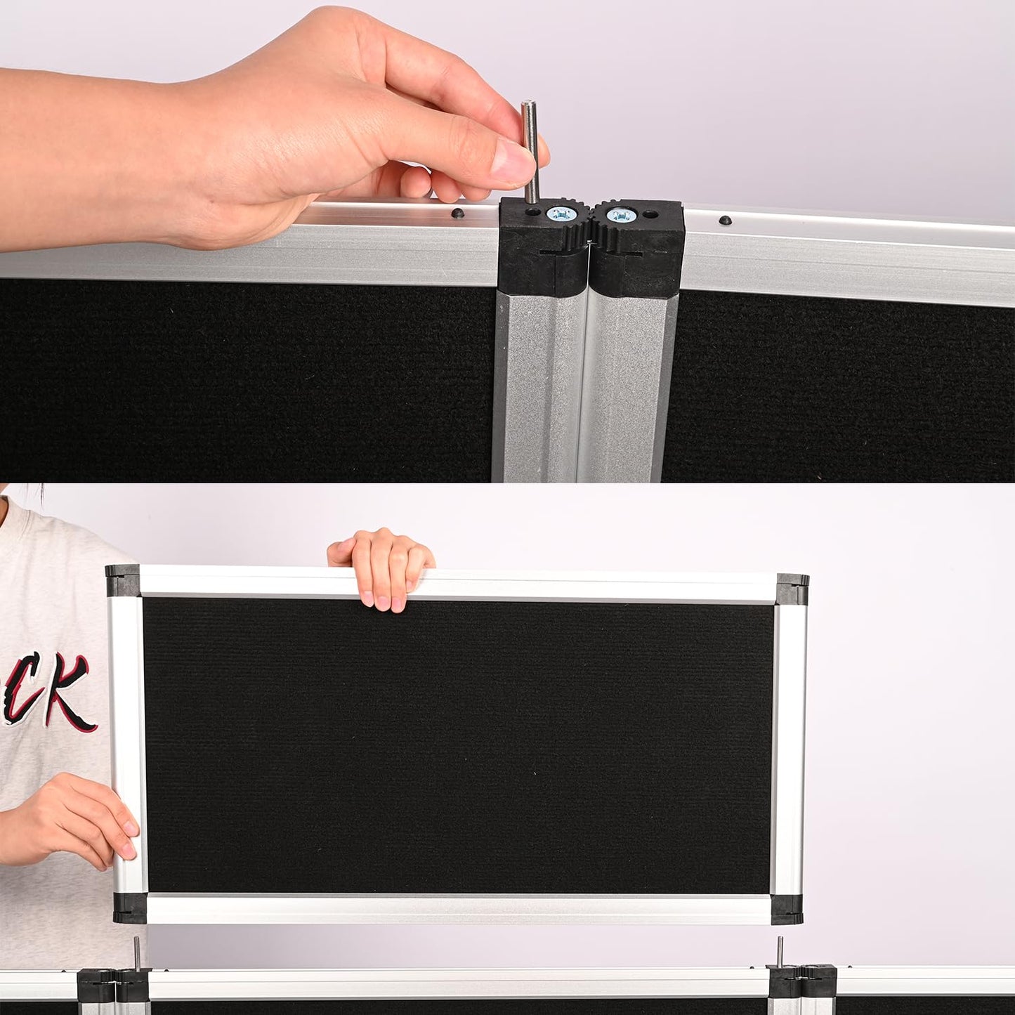 ISXACFF 3+1 Panel Trade Show Presentation Board 70.8“ x 35.4” Trifold Poster Board Folding 3 Panel Exhibition Display Boards Double Sided Tabletop Display with Storage Bag Hook & Loop-Receptive Fabric