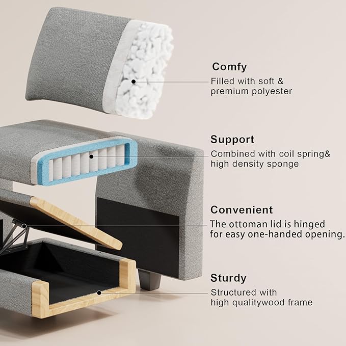 Belffin Fabric Large Ottoman