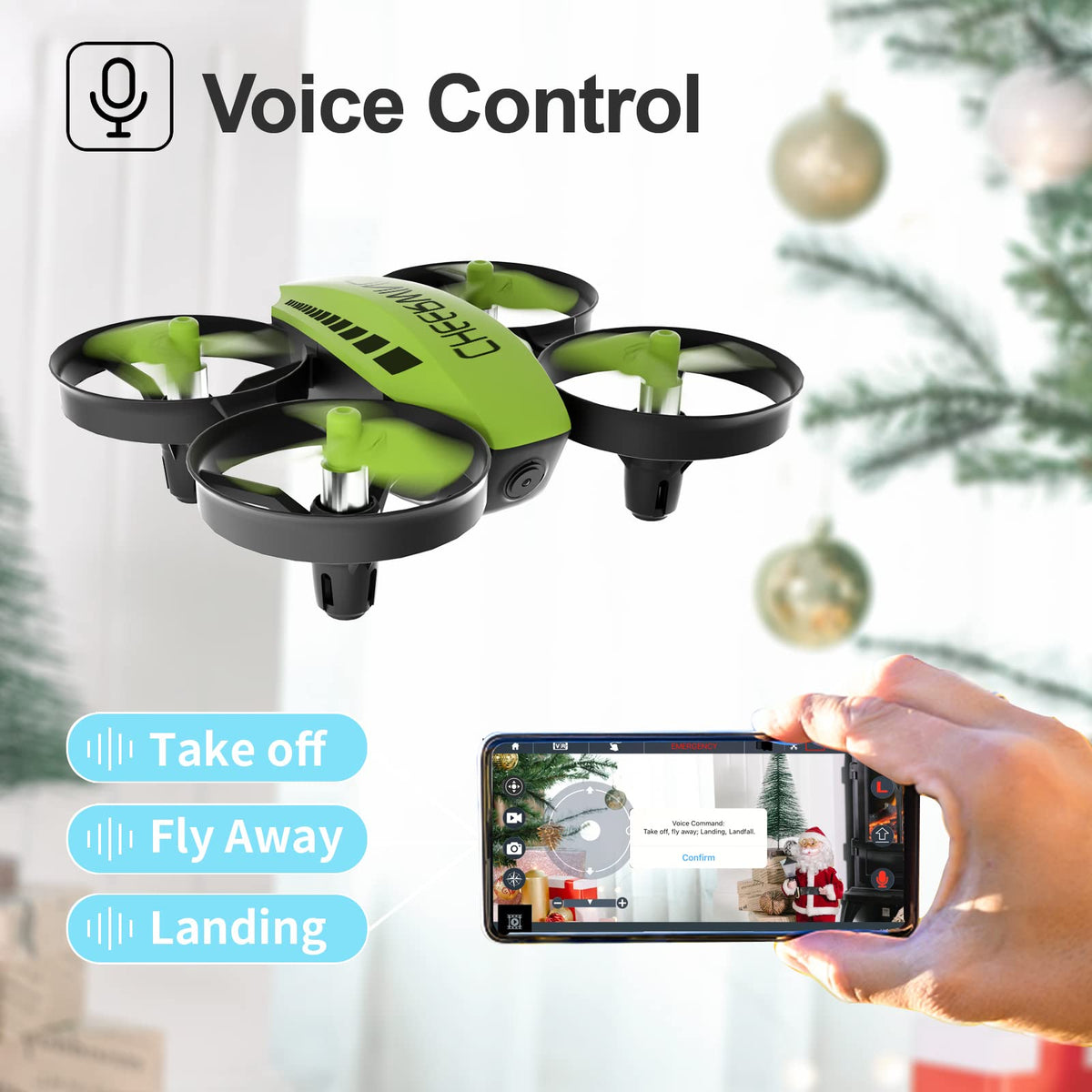 Cheerwing CW10 Mini Drone for Kids WiFi FPV Drone with Camera, RC Drone Gift Toy for Boys and Girls with Auto Hovering, Voice Control