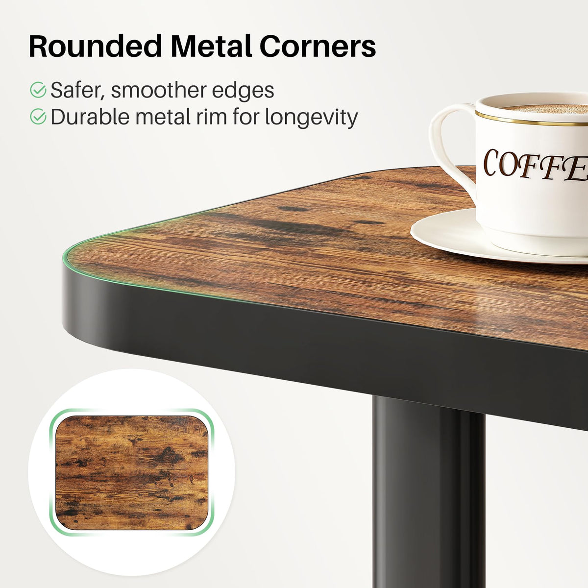 Kitstorack Adjustable Height C-Shaped End Table, 9-Level Side Table with Metal Rounded Edge, Couch Table that Slides Under Sofa or Bed for Eating, Working, and Drinks, TV Tray for Small Spaces, Brown