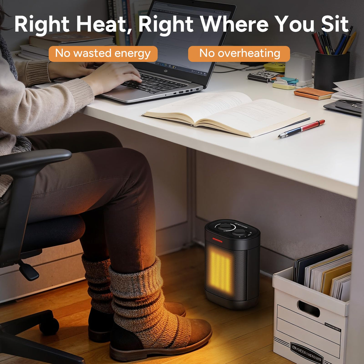 Pereysi Ceramic Personal Space Heater for Office Desk & RV, 1000W/700W Low Wattage Electric Heater Under Desk, Circuit Friendly & Quiet Mini Heater for Feet & Hands