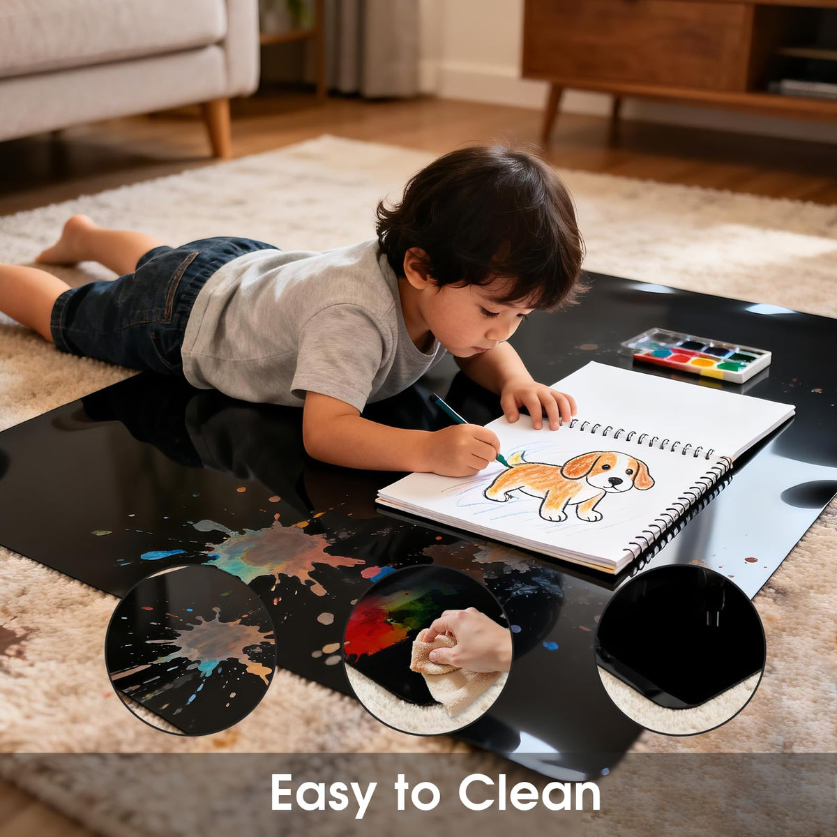 ProsperJoyChant Elasticity Black Clear Chair Mat 36" x 55" - Transparent Protective Floor Mat for Hardwood & Tile Floors, Home & Office Rectangle Hard Floor Protection Mat