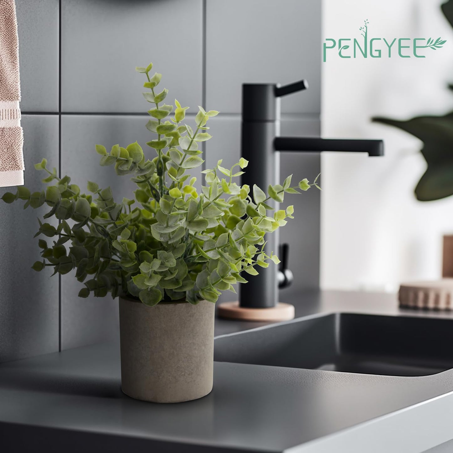 PENGYEE 3 Pack Small Fake Plants in Farmhouse Pulp Pot for Home Decor, Artificial Agave Plants Indoor, Small Faux Plants Indoor for Bathroom Bedroom Shelf Desk Office Table Kitchen Room Greenery Decor