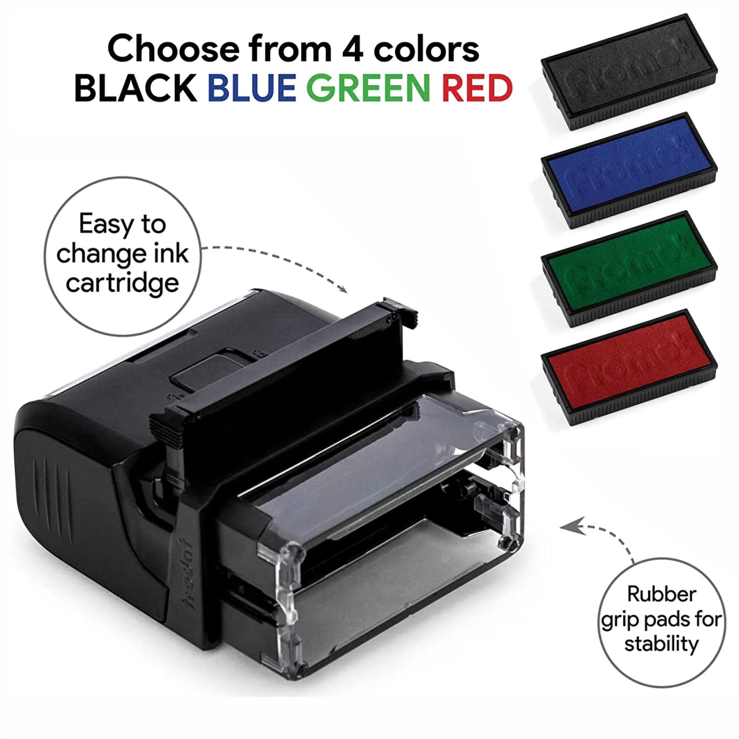 Extra Large Custom Self-Inking Personalized Return Address Stamp - Customizable Up to 6 Lines of Text - Small Business Essentials, Shipping, Work, Office Supplies, Refillable Customized Rubber Stamp