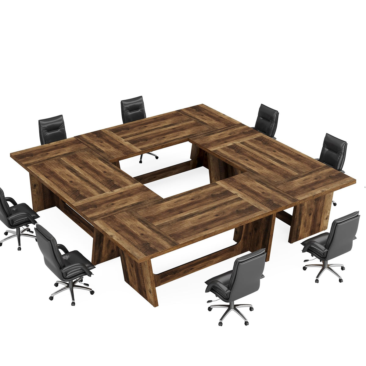 Tribesigns 6 FT Conference Room Table, 71”Large Executive Seminar Desk for 6–8 People, Rectangular Meeting Table for Office, Heavy-Duty Business Boardroom Table with Wooden Pedestal Base, Dark Brown
