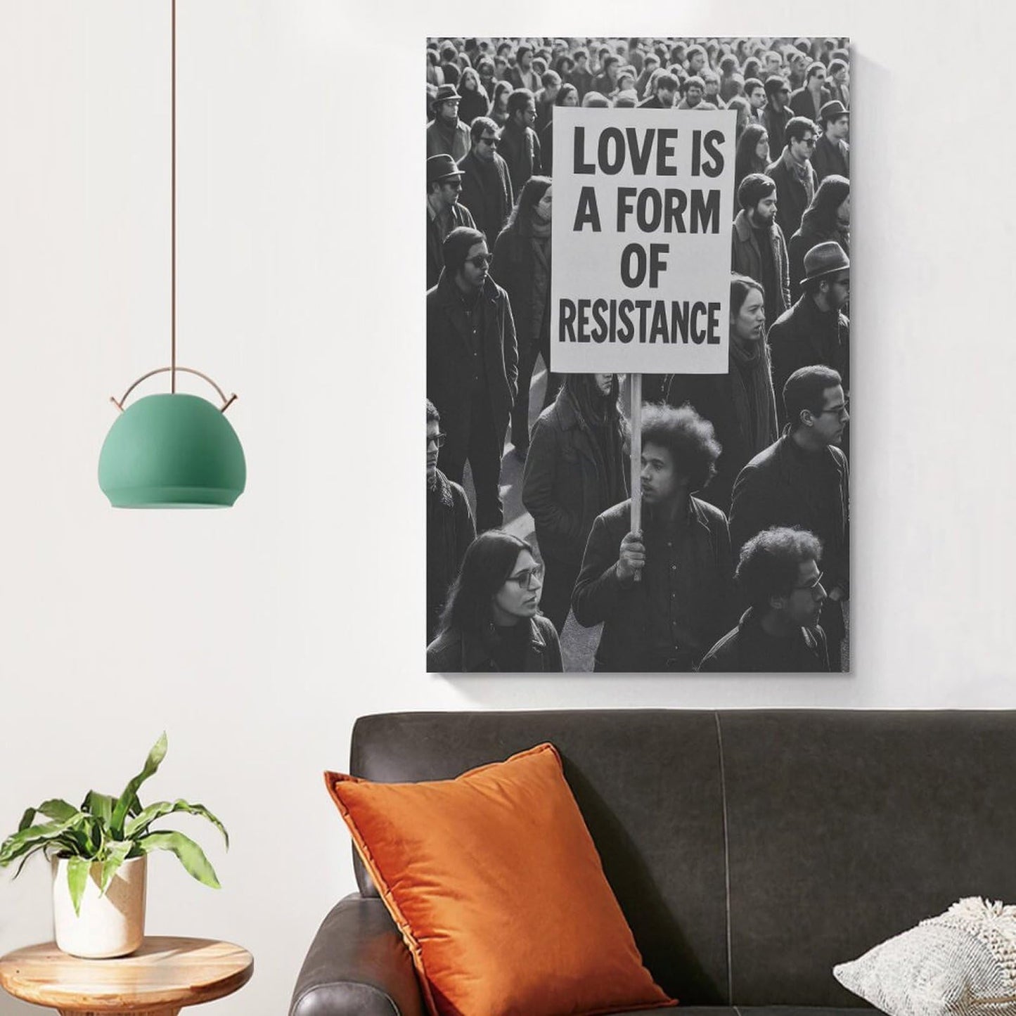 Love Is A Form of Resistance Protest Black And White Canvas Printing Wall Art Posters Prints Minimalist Scandinavian Equality Quote Wall Decor for Living Room Bedroom Office 12x18inch(30x45cm)