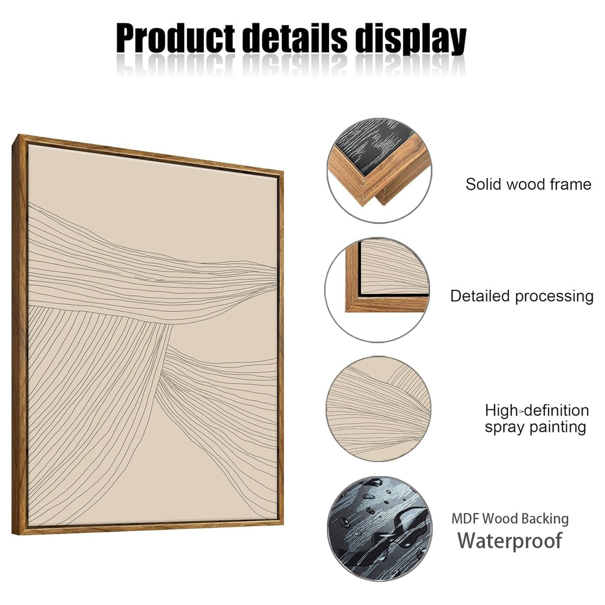myusuar 3 Piece Large Modern Abstract Canvas Framed Wall Art For Living Room, Beige Minimalist Wall Art Decor Posters Prints For Bedroom Office, 12x16in