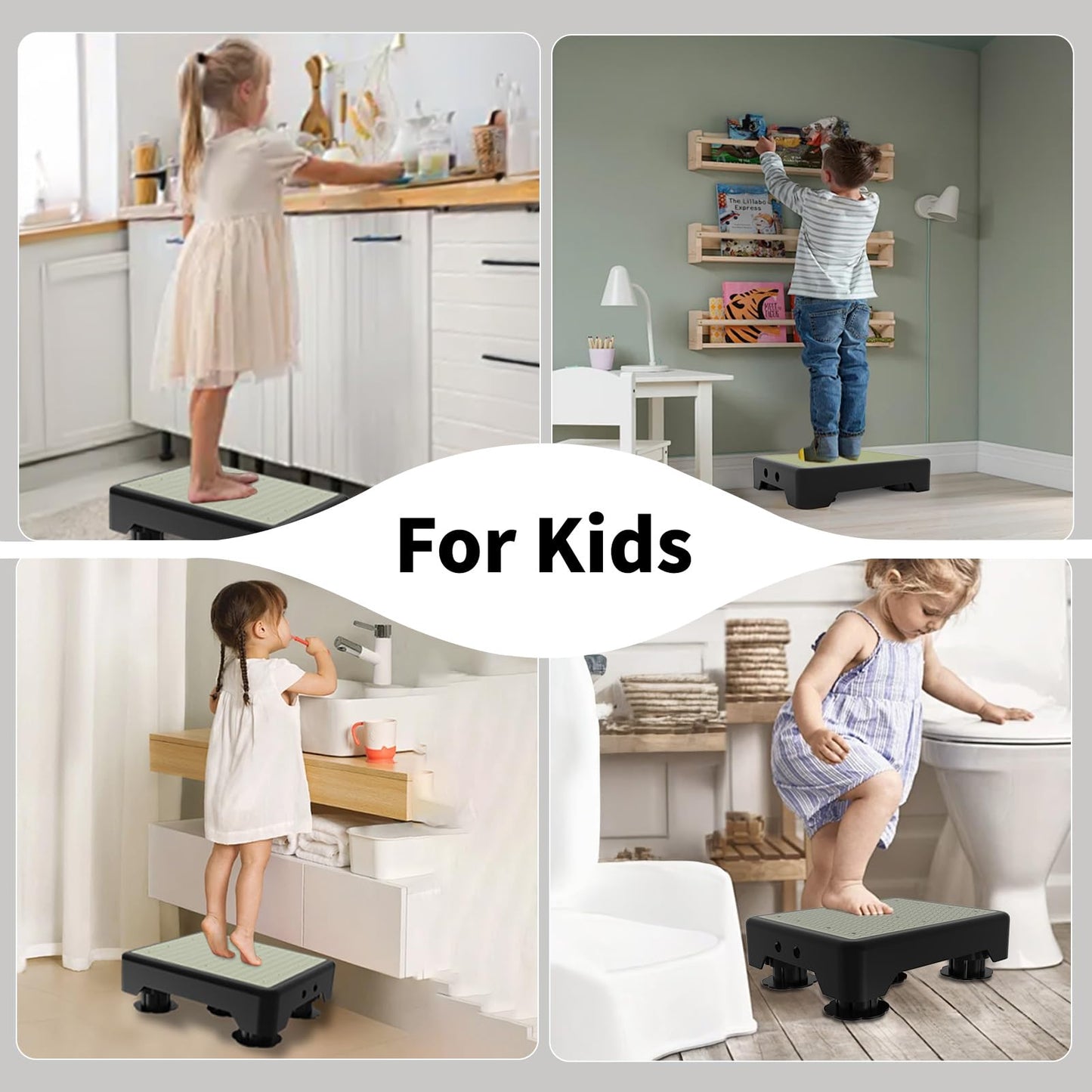 Adjustable Step Stool for Adults, Noctilucent Bed Step Stools, 660 LBS Capacity Non-Slip Safety Step Platform Indoor and Outdoor for Seniors and Kids, Wide Step Stools Elderly Assistance at Night