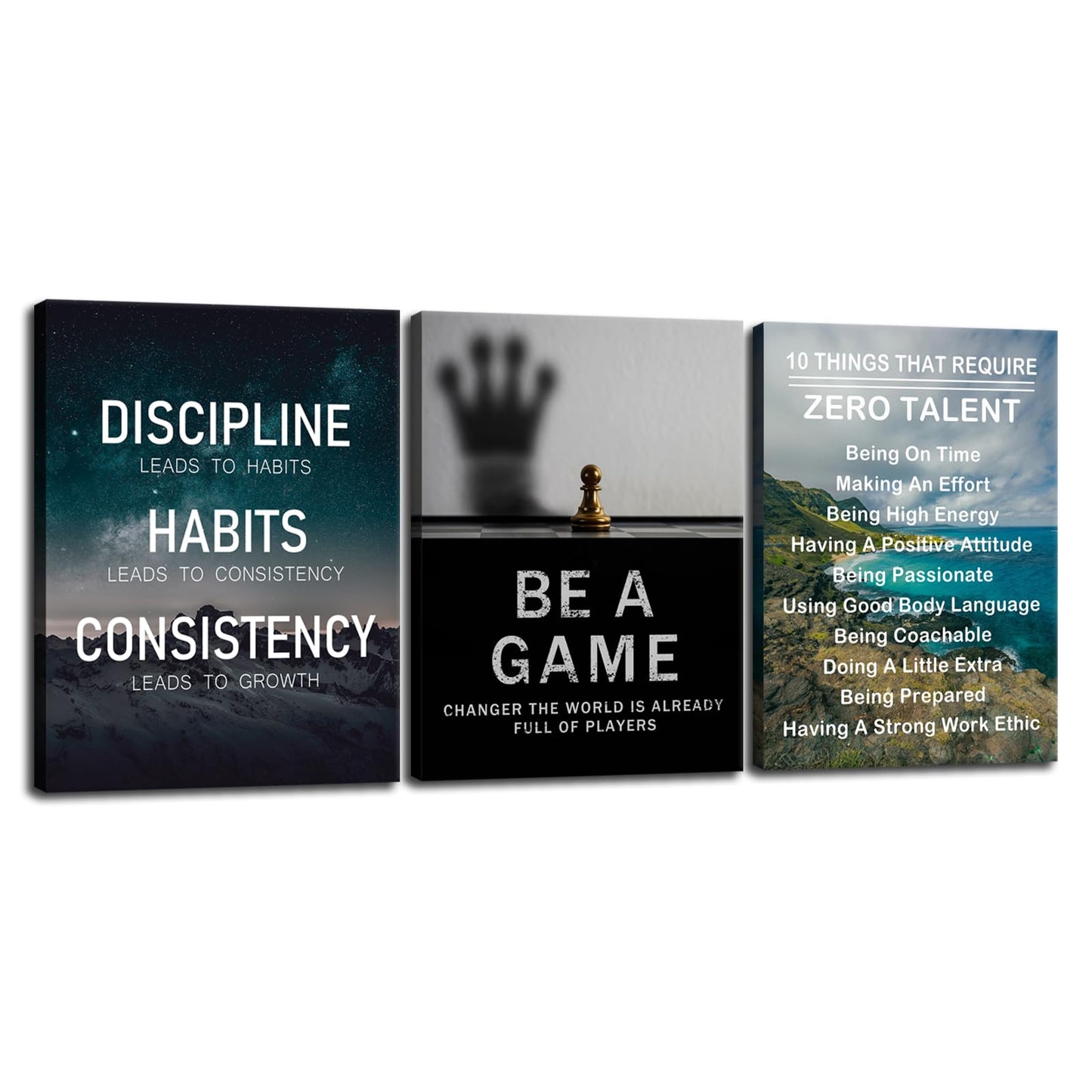 Inspirational Canvas Wall Art - Discipline Poster Motivational Quote - Ten Things That Require Zero Talent - Positive Quote Canvas Print - Office Room Wall Decor - Framed [36" W X 16" H]