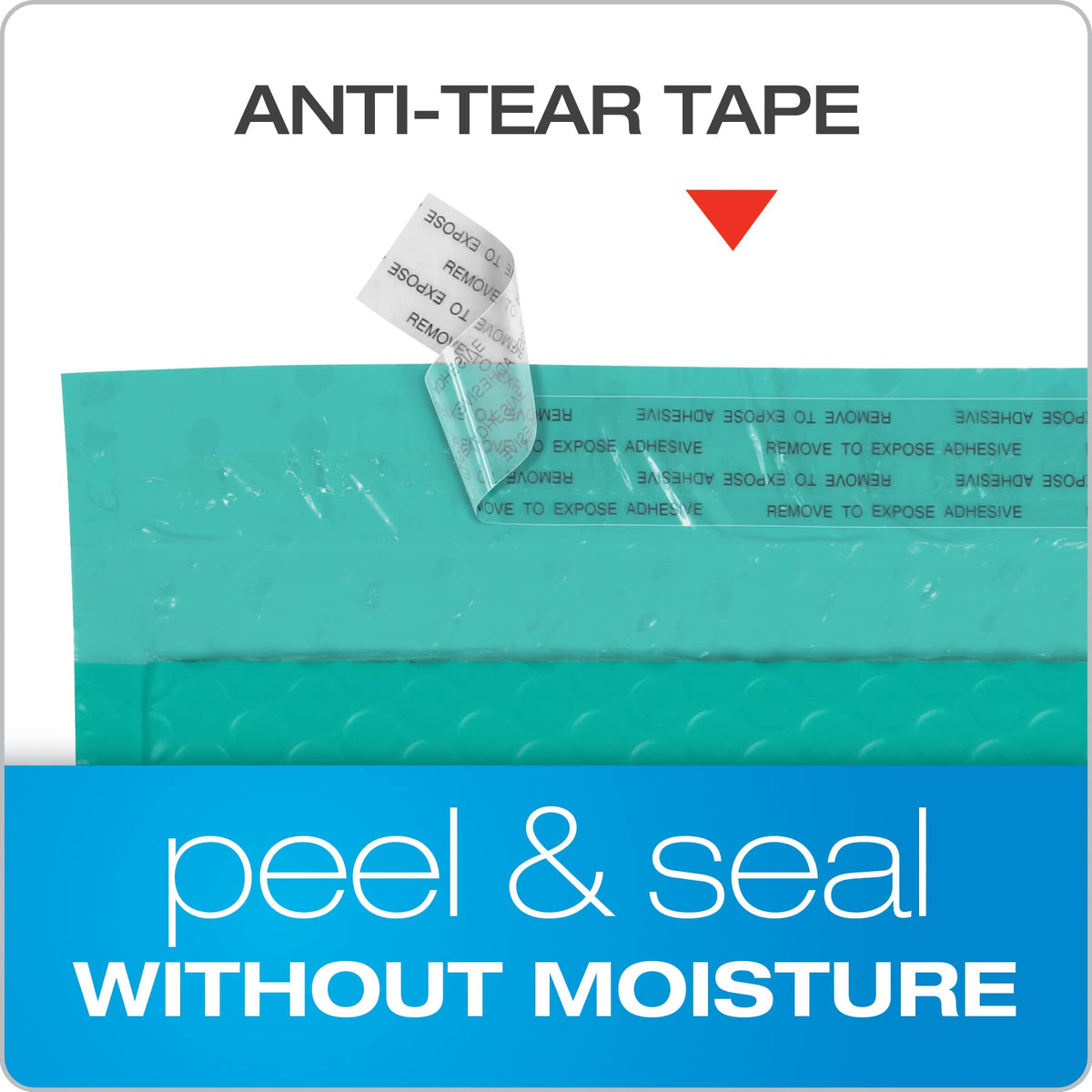 Quality Park Bubble Mailers, 8.5 x 11 Shipping Envelopes, Water Resistant Teal Poly Padded Envelopes, Redi-Strip Peel Off Closure, 25 Per Box (QUA85860)