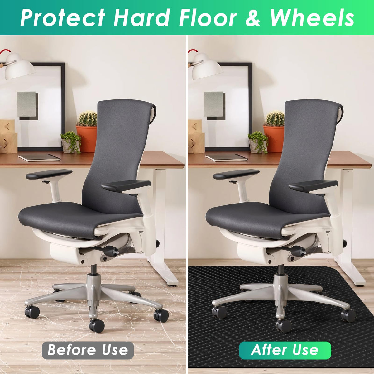 Vicwe Gaming Chair Mat for Hard Floor,36" x 55" Computer Chair Mat for Tile Floor,Anti-Slip Hard Floor Protector Rolling Chair for Office Home