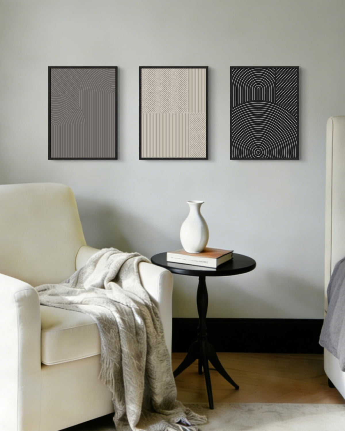 Drsoum Minimalist Abstract Wall Art Framed Modern Boho Neutral Line Wall Decor Mid Century Geometric Artwork Bedroom Living Room 11x14in Black Framed