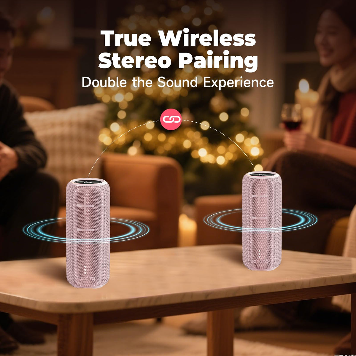 TAZATA Bluetooth Speaker,30W Portable Wireless Speaker with TWS,IPX7 Waterproof, 8H Playtime, LED Lights,for Pool/Beach/Shower, Birthday Gift, Valentines Day Gifts