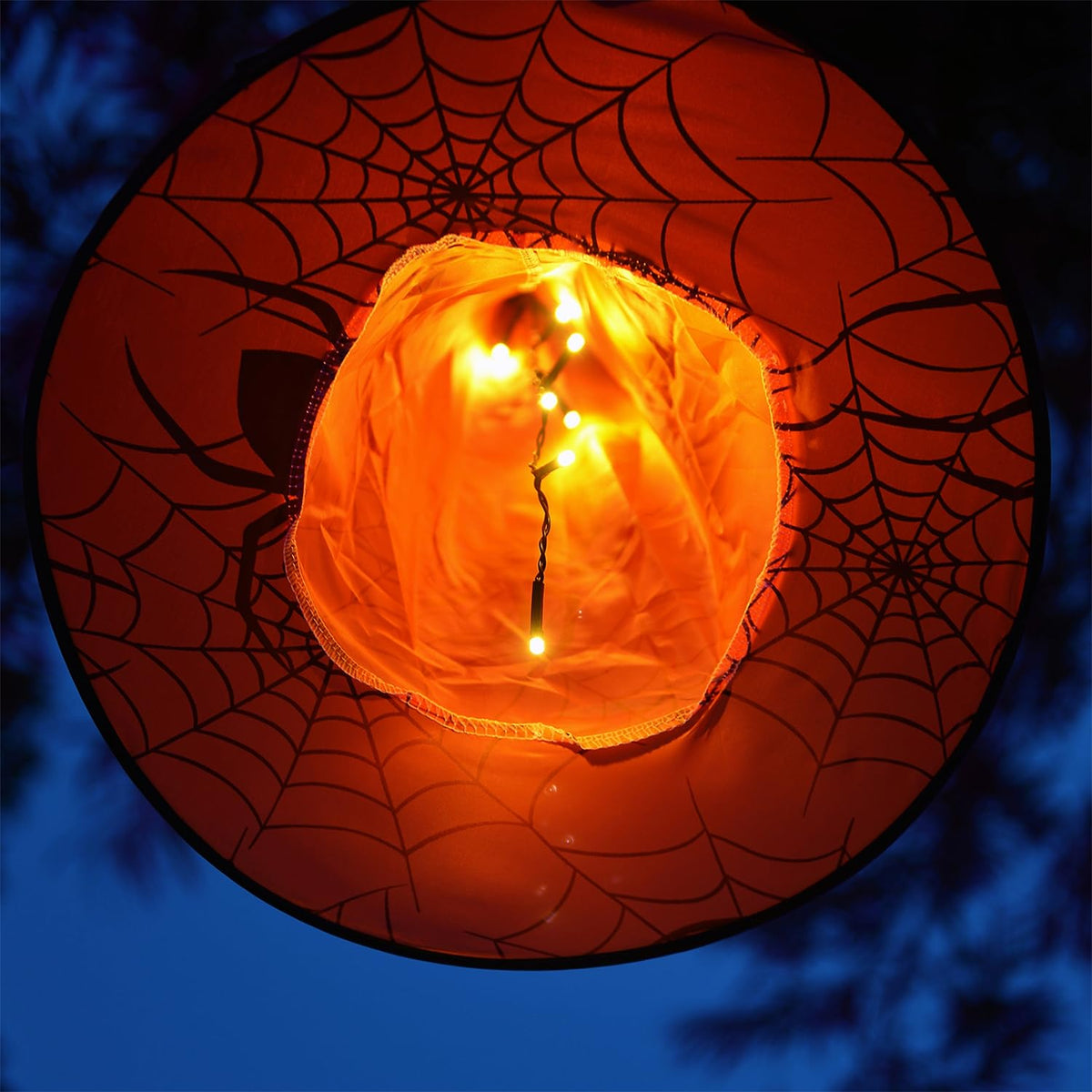 WATERGLIDE 2Pack Halloween Decorations, 8Pcs Each Lighted Hanging Witch Hats, Remote Control with 8 Modes Light Up 14 FT Halloween String Lights, for Indoor Outdoor Yard, Lawn, Graveyard Scenes Party