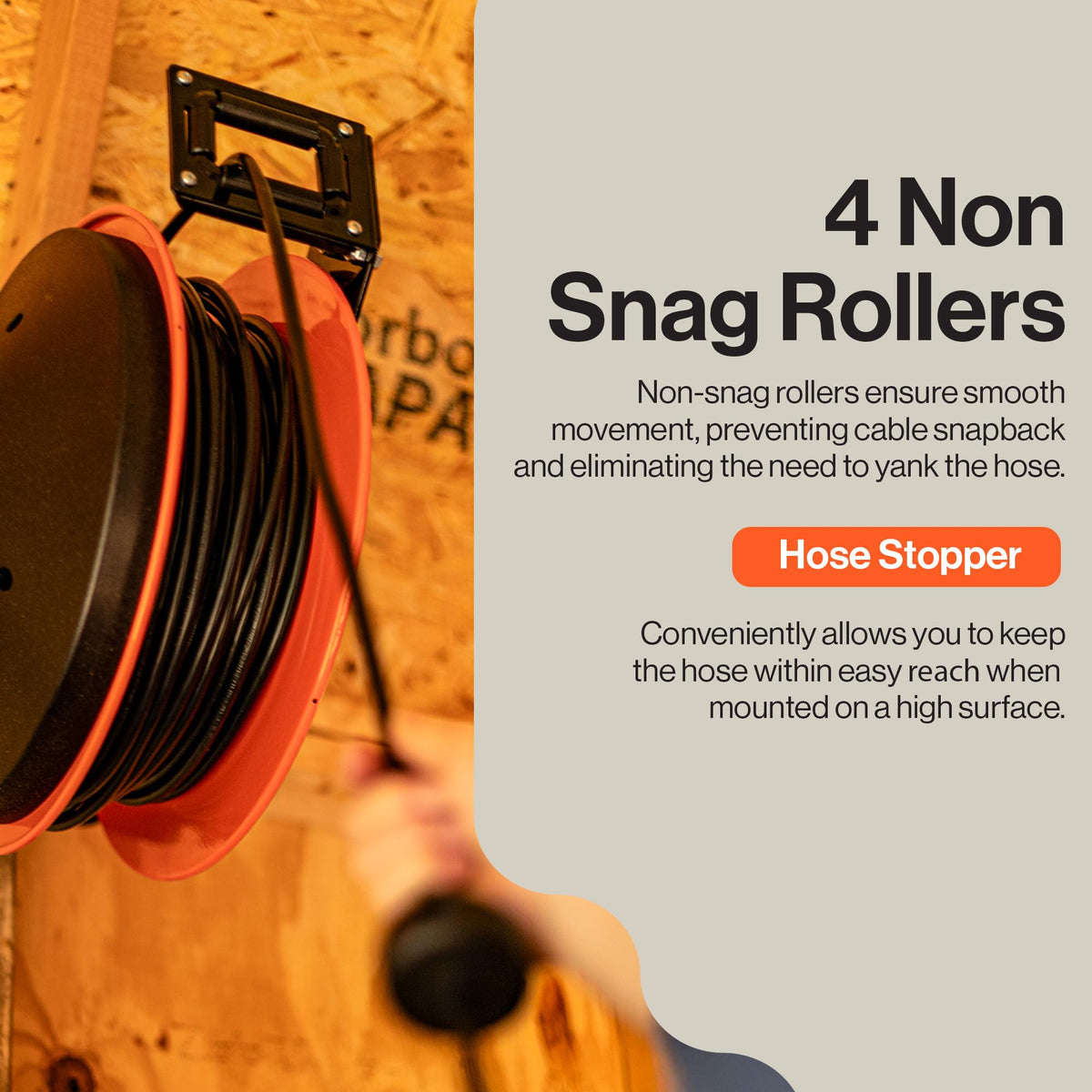 SuperHandy Extension Cord Reel Retractable 12AWG x 80' Foot 3C SJTOW Cable Triple Tap Connector Power Rating 125 Volt AC 15 Amp 1875 Watt Industrial Steel Single Arm