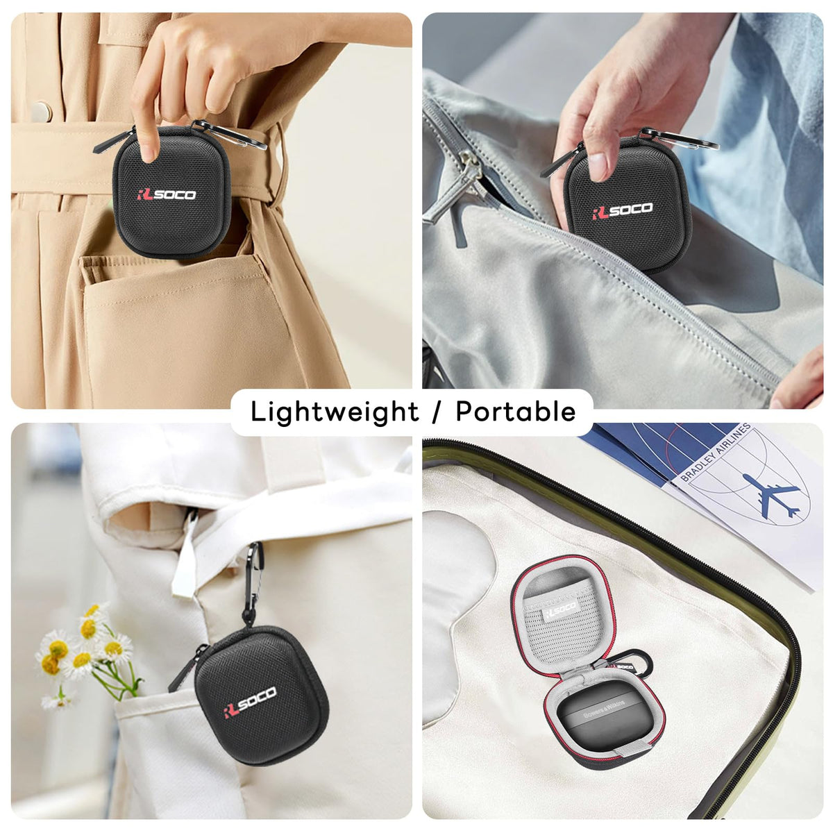 RLSOCO Hard Case for Bowers & Wilkins Pi8 Wireless Earbuds | Shockproof, Dustproof, Water-Resistant Storage Pouch, with Sturdy Metal Hook (Case Only)