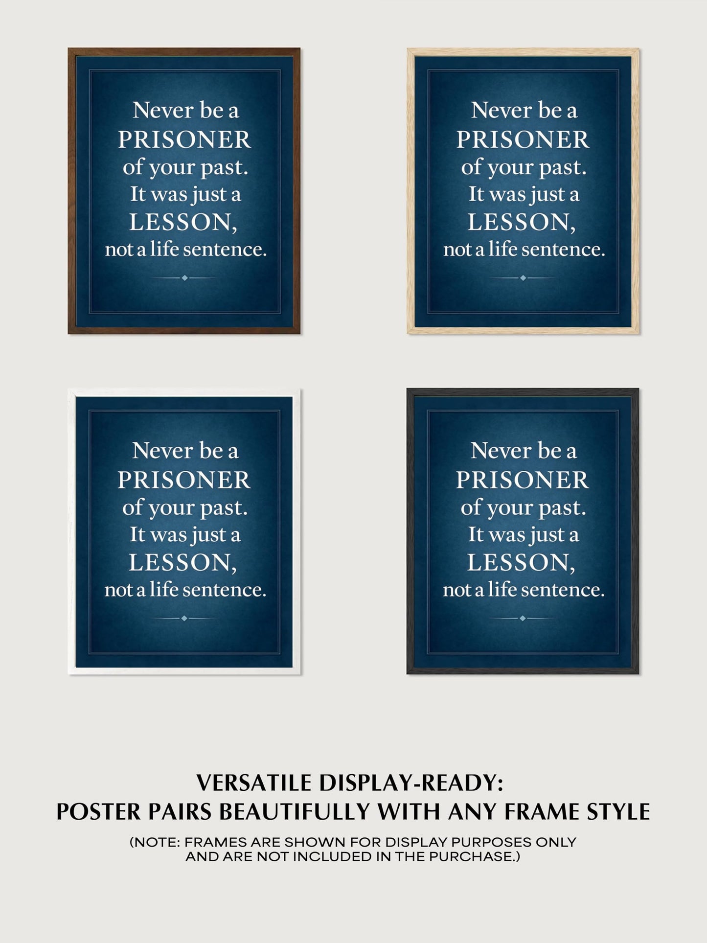 Never Be a Prisoner of Your Past Wall Art – 8x10 Inspirational Quote Print, Motivational Poster for Therapy, Office, or Home Decor – Uplifting Gift for Healing, Mental Health, Recovery & Growth – Unframed
