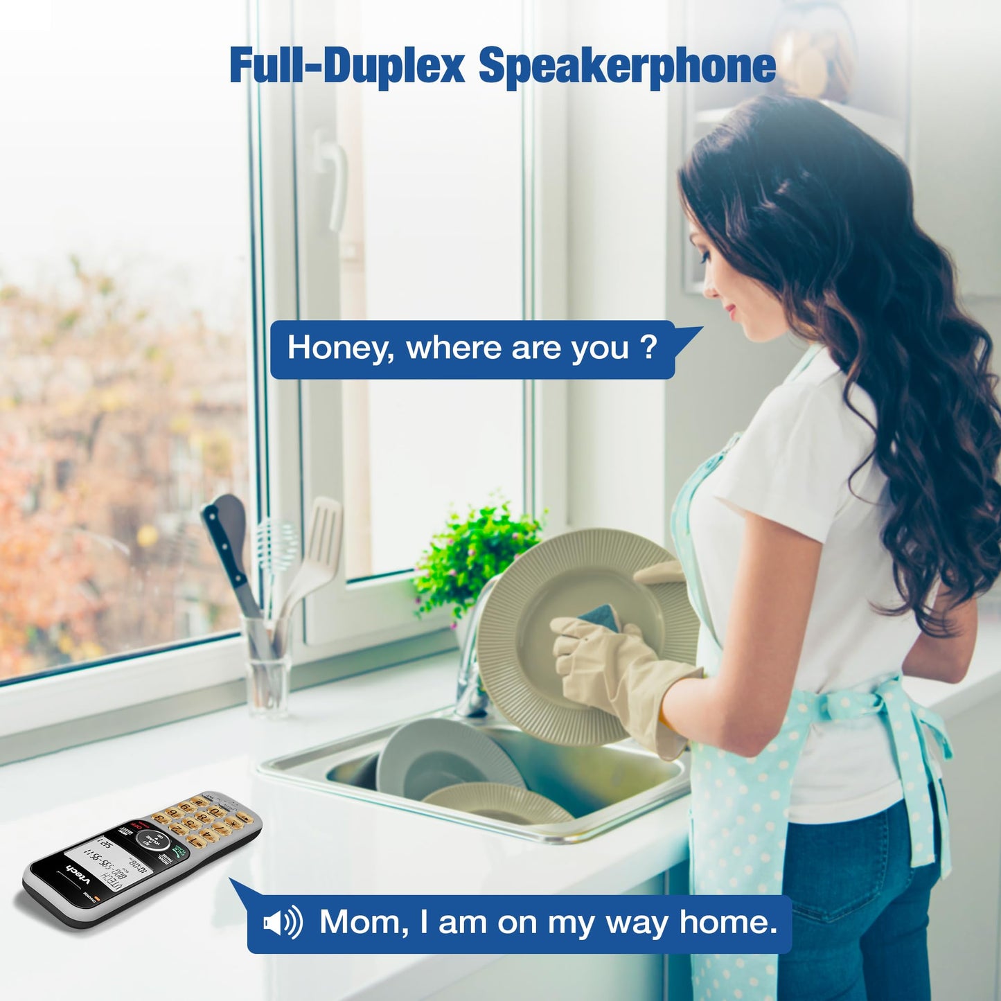 VTech Cordless Phone System for Home with Call Block, Large Display & Buttons, Backlit Screen, Full-Duplex Speakerphone, Caller ID/Call Waiting, DECT 6.0, Easy to Use, Table & Wall Mountable | CS5319