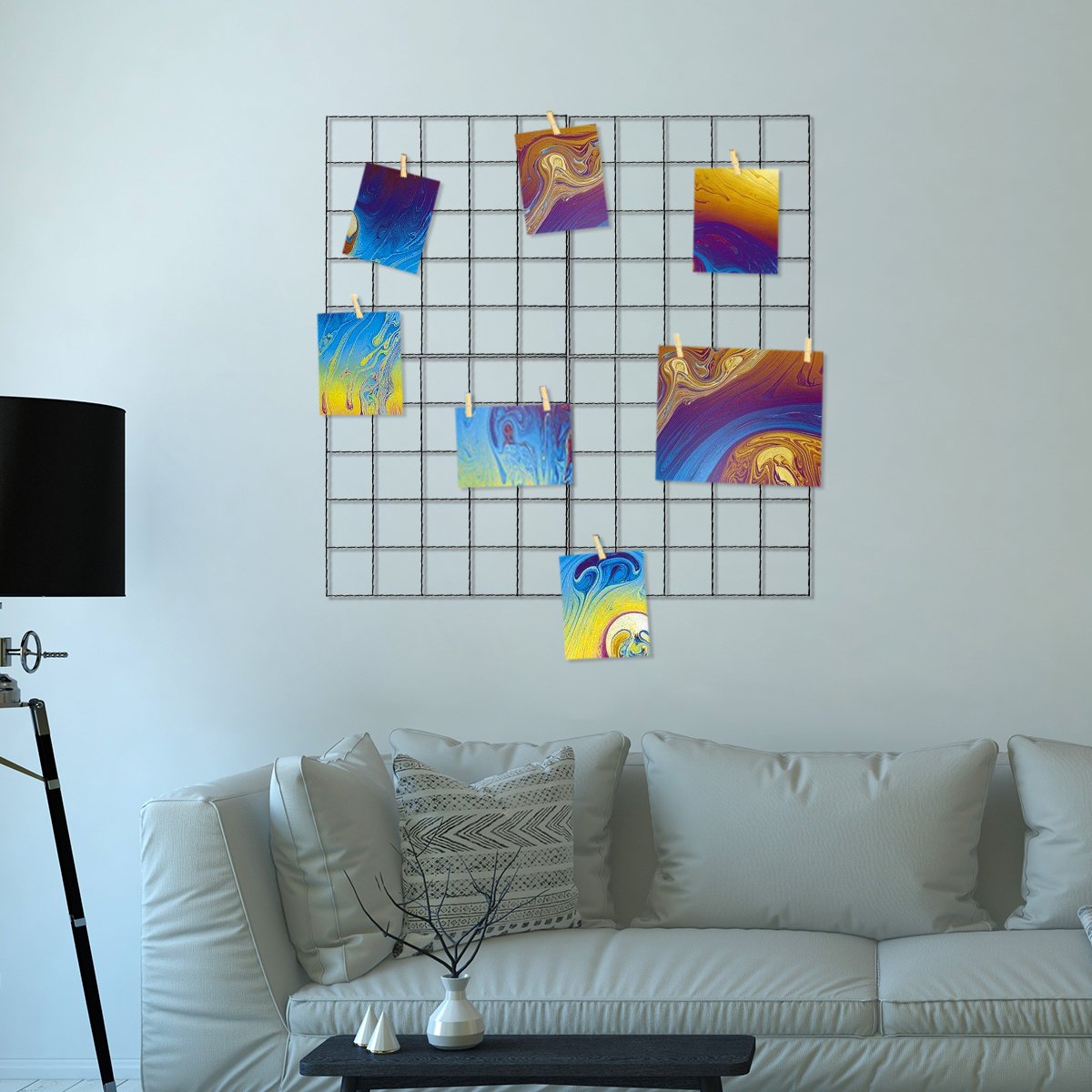 Ecjiuyi Wire Wall Grid Panel,4 Pcs Photo Pictures Memo Board Art Ins Frame Hanger Display,Office Home Living Room Kitchen Desk Storage Organizer Party Decorations