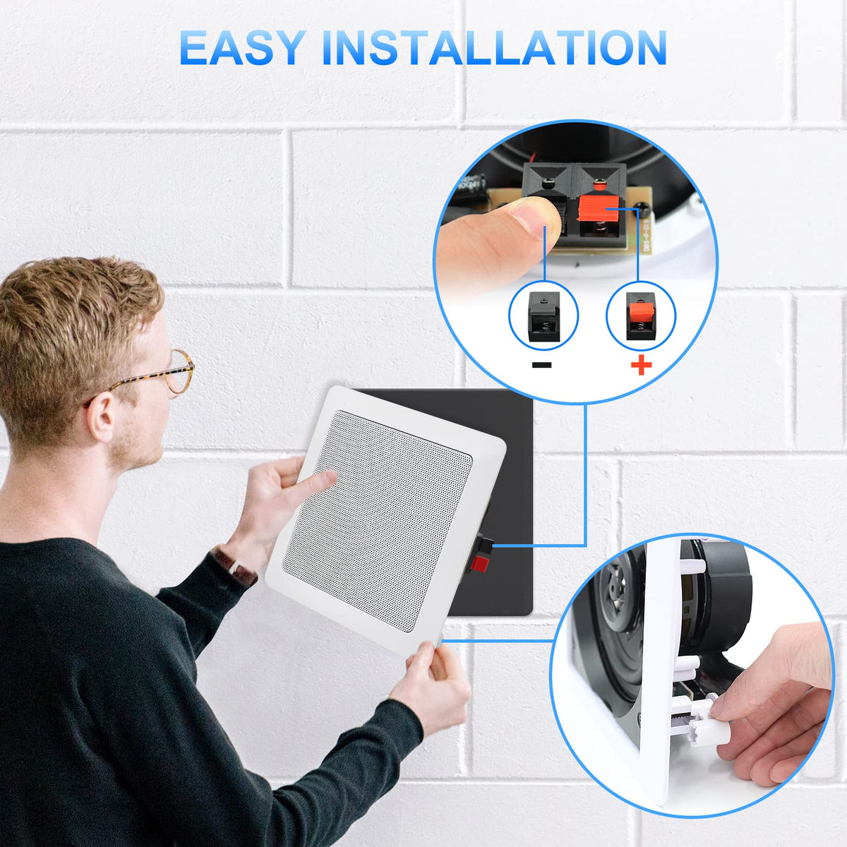 Herdio 5.25 Inch Bluetooth Ceiling Speakers with Wall Mount Control Amplifier Receiver System for Home Living Room Bedroom Bathroom Office (A Pair)