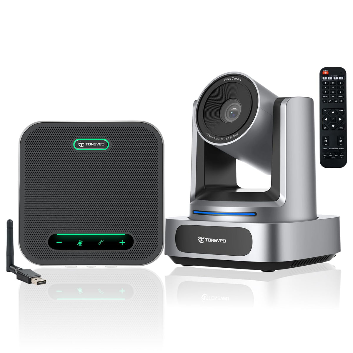 4K Conference Room Camera System, AI Auto-Tracking 4K PTZ Camera 3x Optical Zoom 92° Wide-Angle and Bluetooth Speakerphone 16.4FT Voice Pickup for Conferencing Worship Church Education Medical