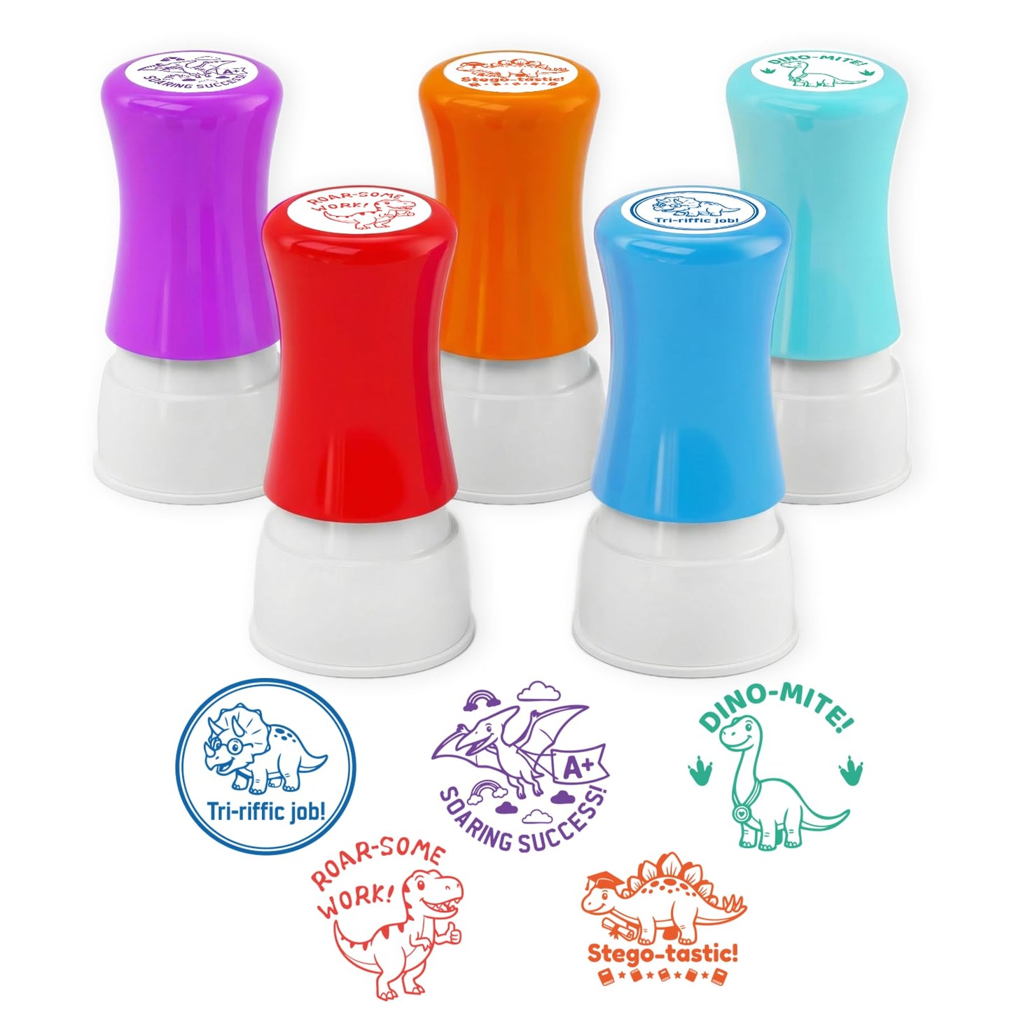 5 Pack Dinosaur Teachers Motivational Stamps-Teacher Stamps for Classroom for Grading Teacher Stamps Self Inking Stamp Stamps for Teachers Teacher Gifts