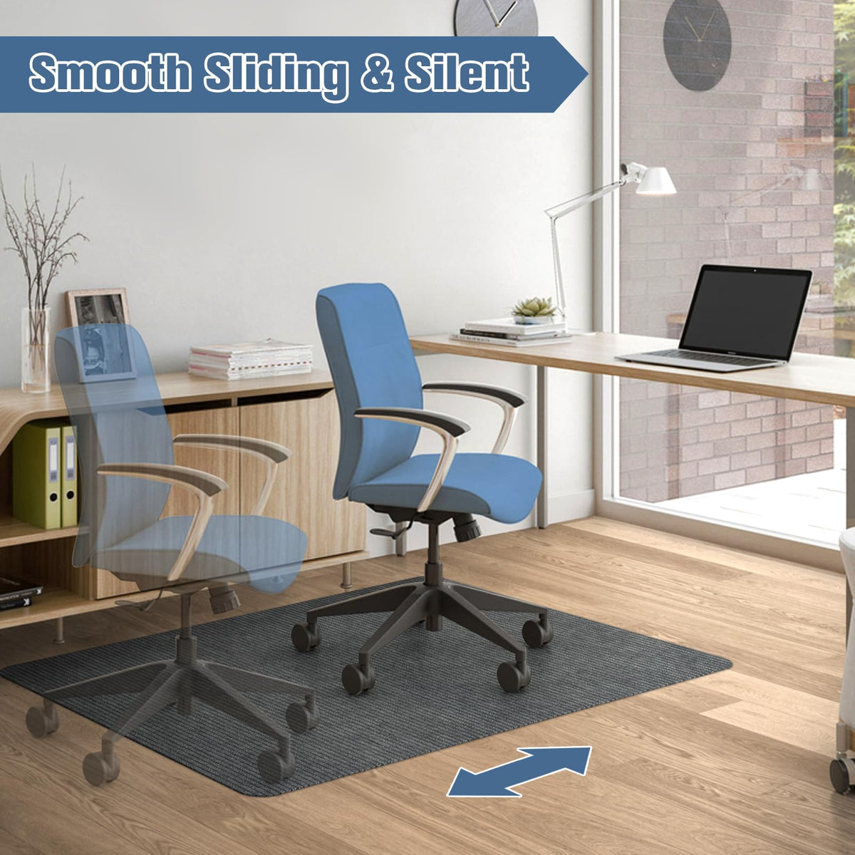 Placoot Desk Chair Mat for Hardwood Floor Corduroy Surface 55''x35'' Office Chair Mat for Rolling Chairs, Under Desk Low-Pile Office Rug Floor Mat
