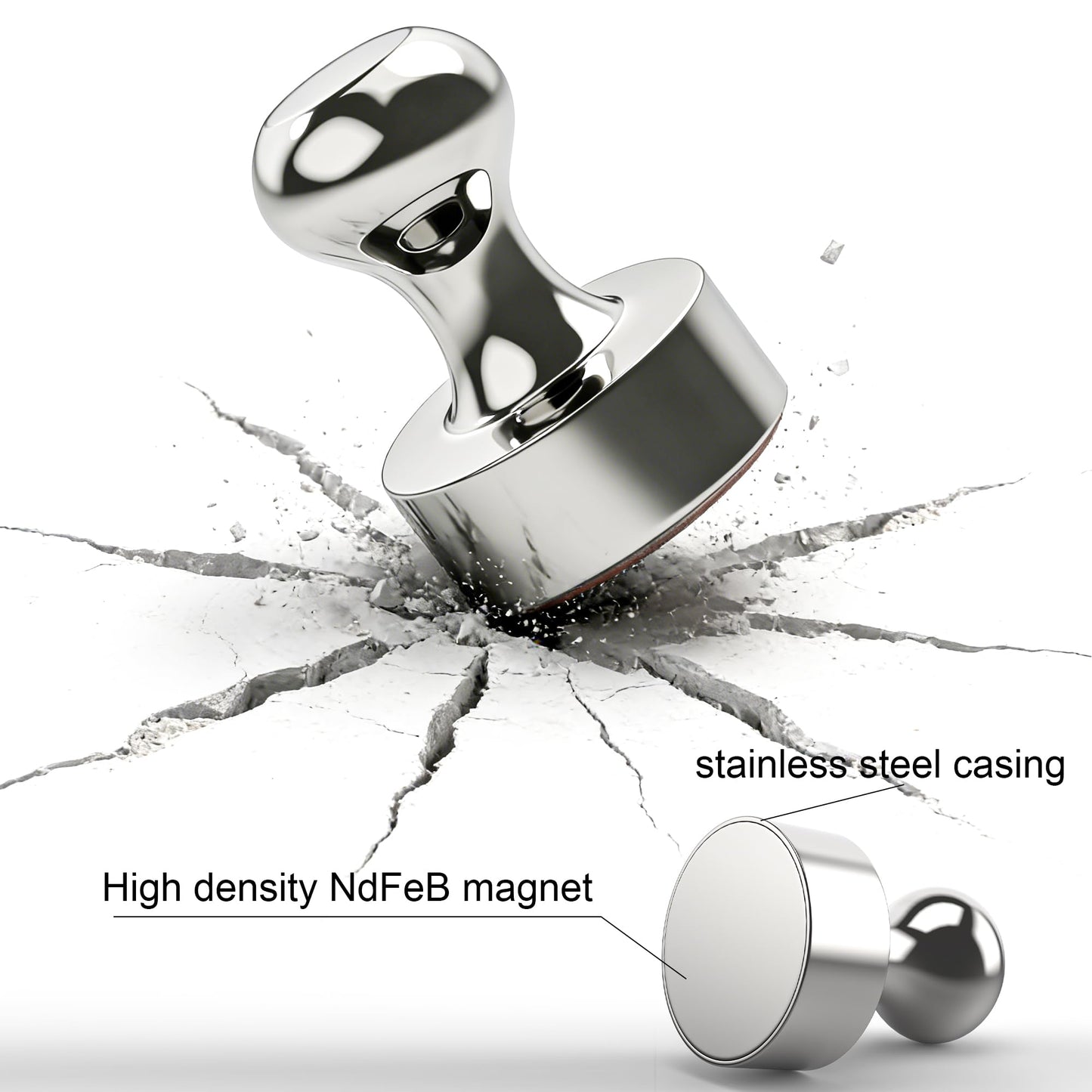 Tiergrade Metallic Magnets, Refrigerator Magnets, 60 Pack Silver Magnetic Push Pins, Strong Fridge Magnets, Multi-use Whiteboard Magnets Perfect for Kitchen Office Classroom