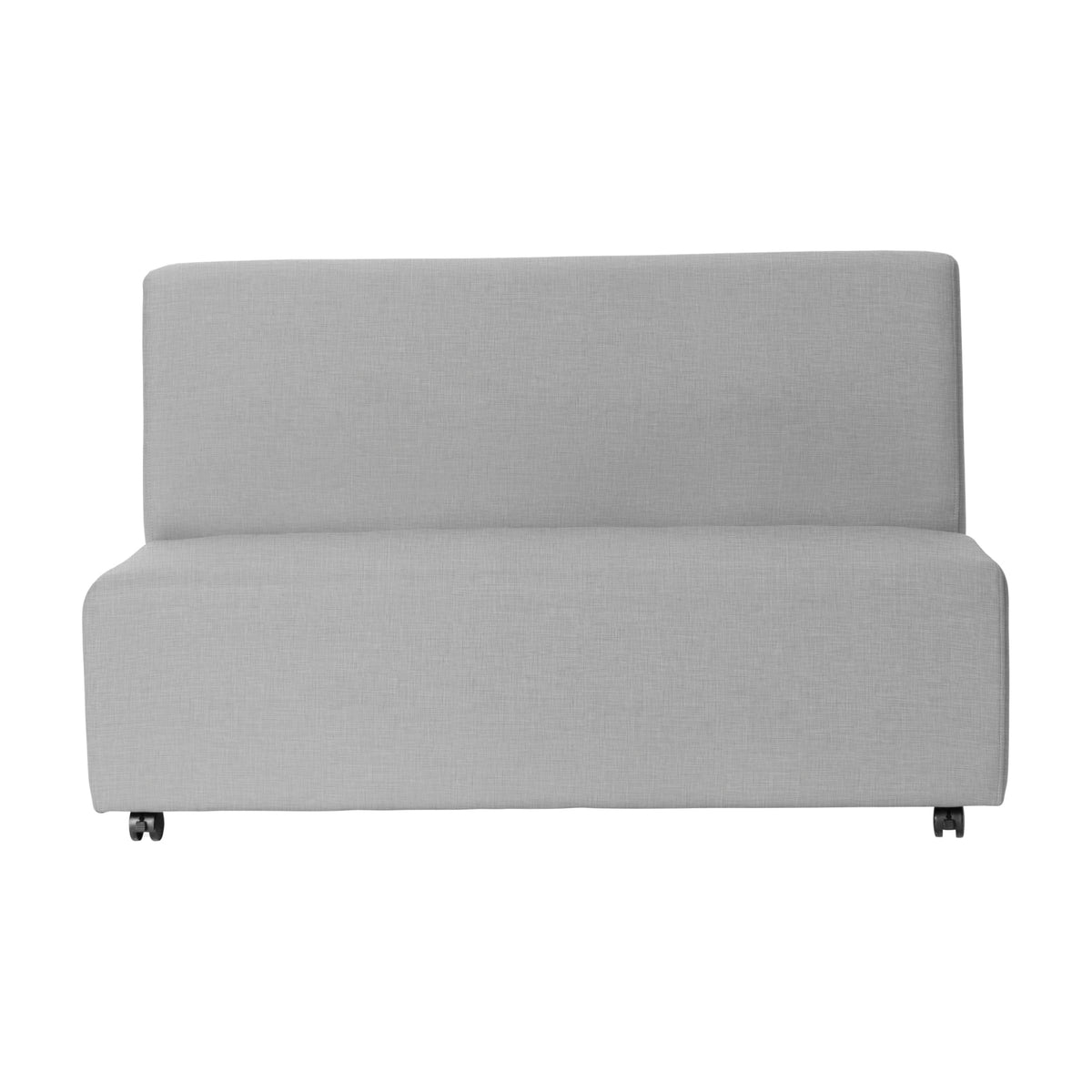 Factory Direct Partners FDP Pro Series Upholstered Armless Mobile Sofa with Locking Casters for Portability Commercial Seating for Hotel Lobby, Office, Restaurant, Waiting Room, Home - Slate Gray