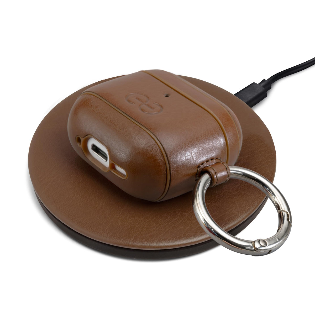 Dreem Om Case Cover with Keychain Clip Compatible with AirPods 4 for Apple AirPods 4th Generation, Vegan Leather AirPod Case for Men & Women, Luxury Earbuds Accessory for iPhone - Chocolate