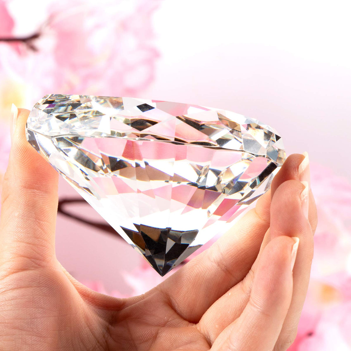 Clear Crystal Diamonds Paper Weights with Gift Box, 80mm Heart Shape Real Crystal Diamond Glass Gems Paperweight, Big Diamonds Birthday Anniversary Women Her Valentine's Day Gift