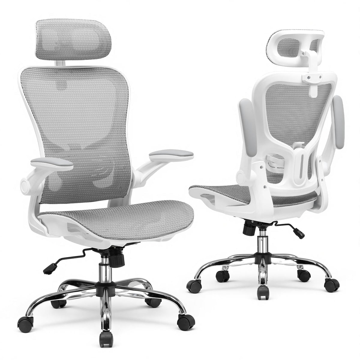 GTPLAYER Office Chair, Home Ergonomic Desk Chair with High Back Mesh, Mesh Office Computer Desk Chairs with Adjustable Lumbar Support, Rolling Work Swivel Task Chairs with 3D Armrests and Headrest