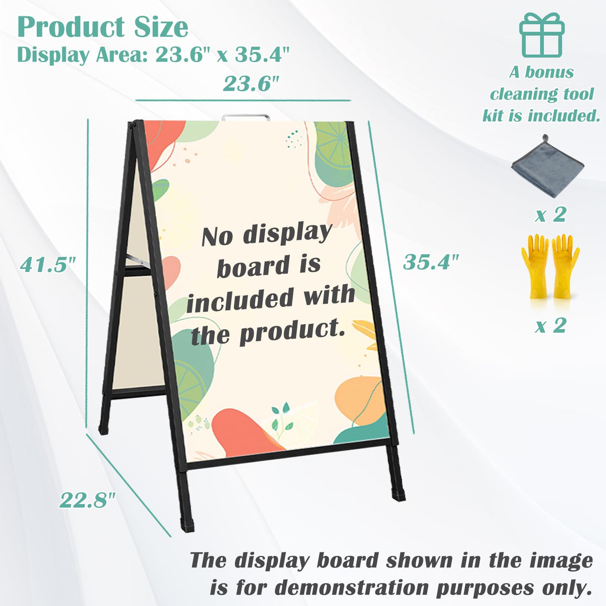 4 Pack 24x36 Inch A-Frame Sandwich Board Signs, Double-Sided Sidewalk Signs, Heavy Duty Sidewalk Signboard with Carry Handles, Frame Only for Outdoor Use