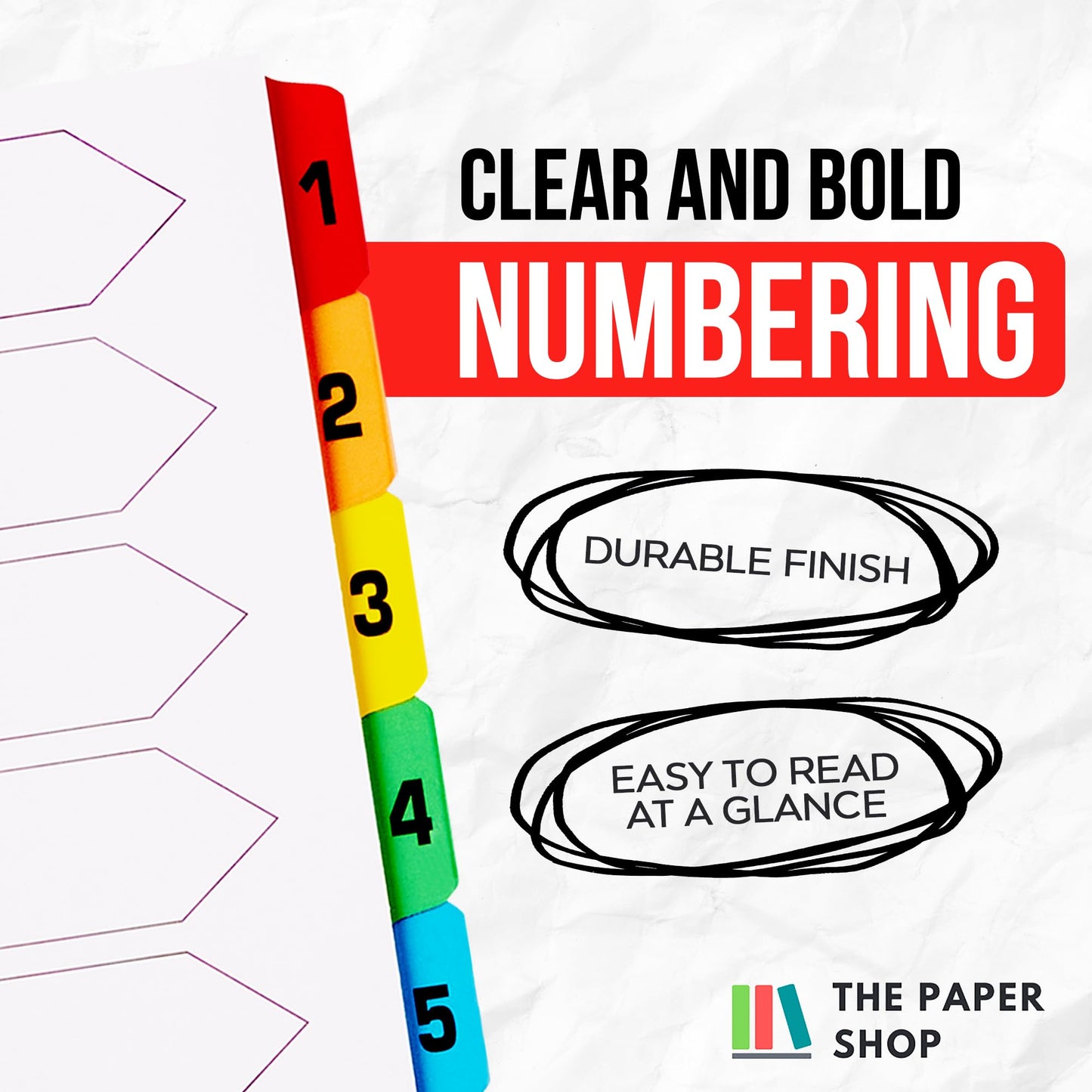 Binder Dividers with Tabs A4 10 Numbered | DIviders for 3 Ring Binder | for Organization Pages in 3 Ring Binder Dividers with tabs, Each Set Includes Tab Dividers - The Paper Shop (5)