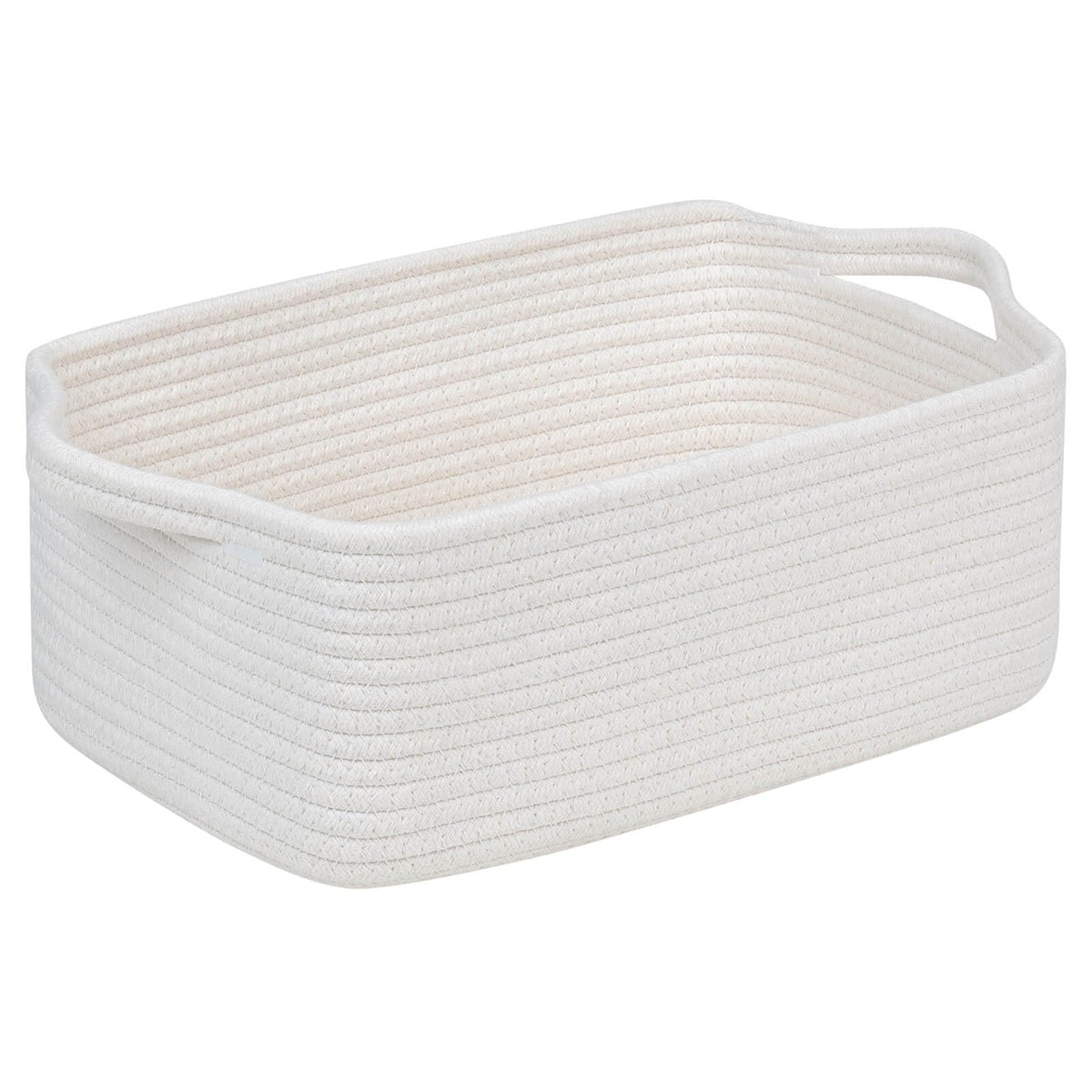 CubesLand Cute and Durable Small Cotton Rope Basket for Organizing, Woven Closet Storage Bin,Shelves Closet Storage Basket, Bathroom Storage Organizer Bin, Nursery Toy Basket Bin, White Basket