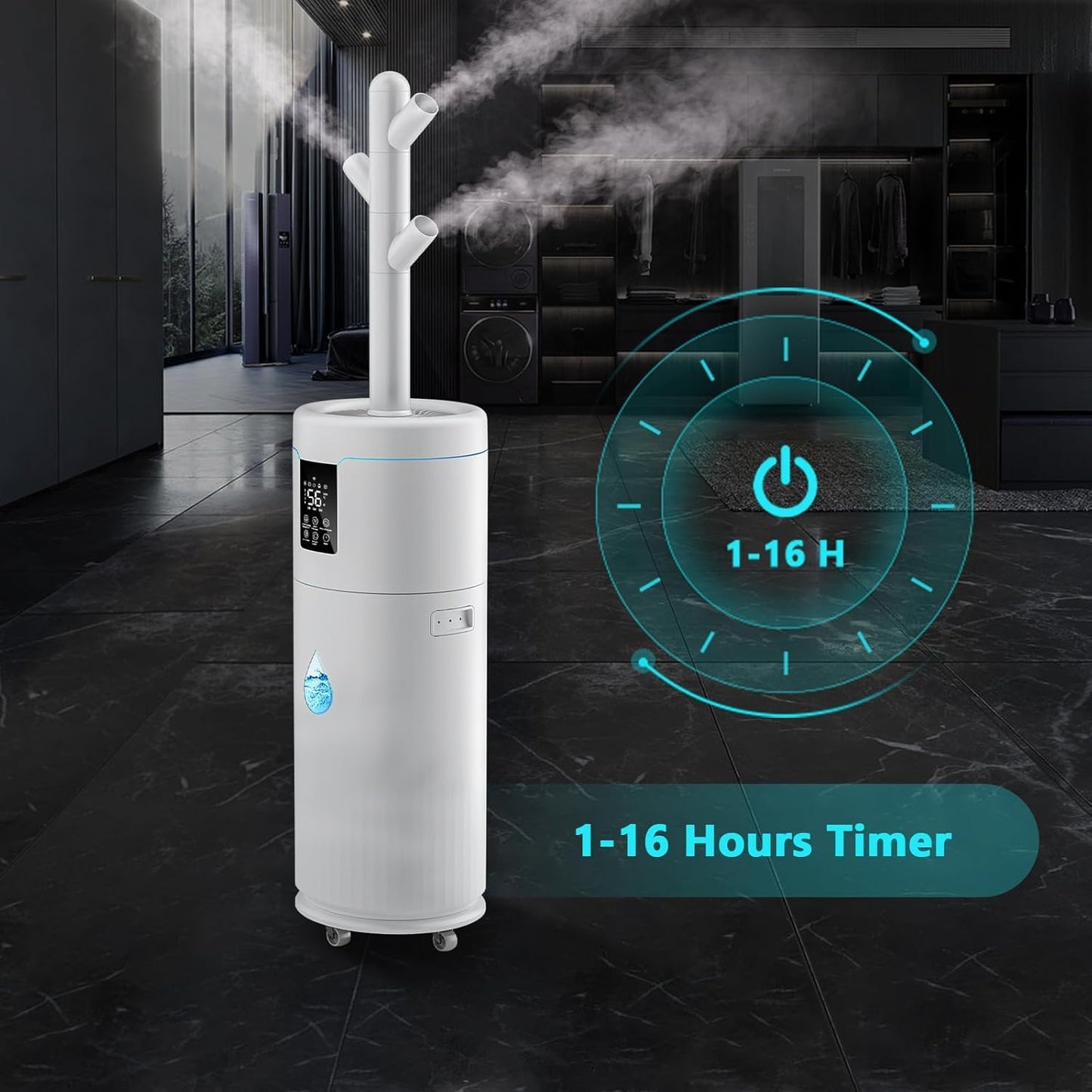 17L/4.5Gal Large Humidifiers for Bedroom 2000 sq ft, Quiet Humidifiers for Large Room, Floor Humidifier with 4 Mist Mode & Extension Tube for Home Whole House School Office Commercial Plants