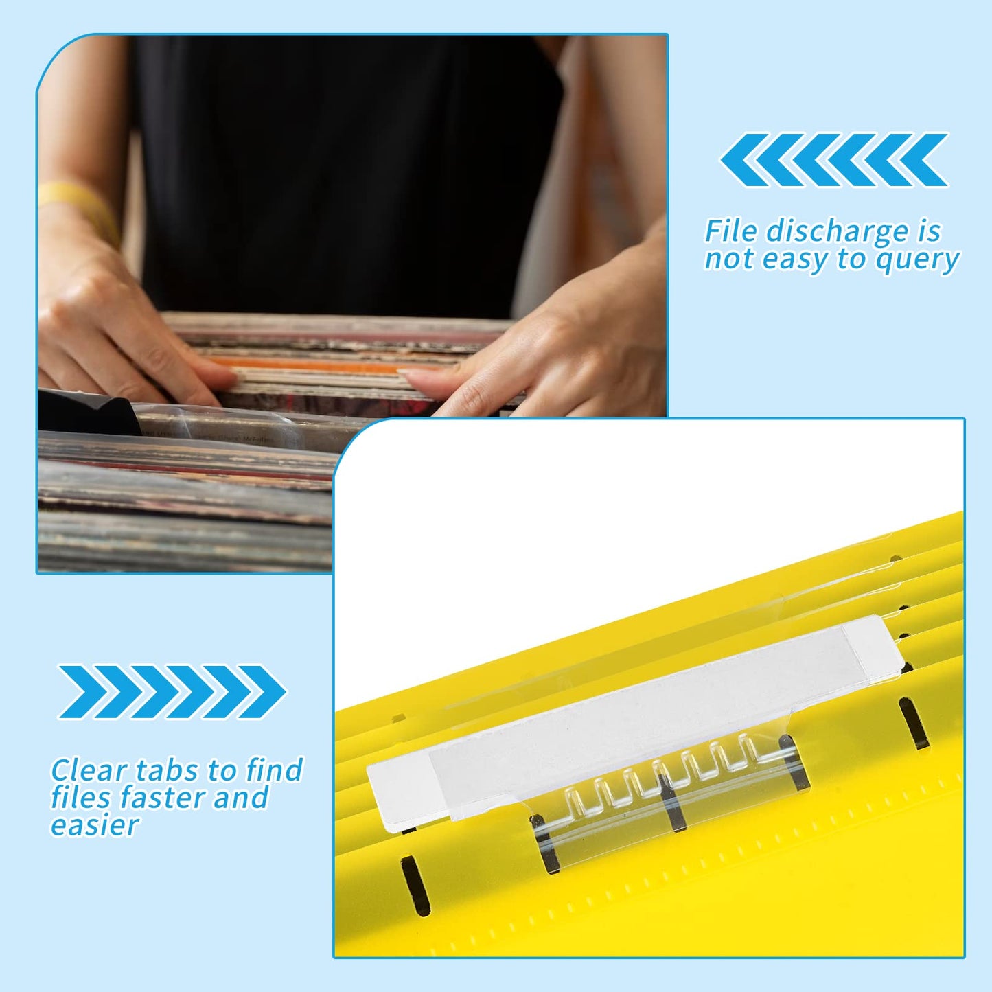SMAODSGN 100 Pieces 4 Inch Clear Hanging Folder Tabs Hanging File Folder Tabs Clear Tabs for Hanging File Folders for 3 1/2 Inch Hanging File Folders with Tabs Office Hanging Files