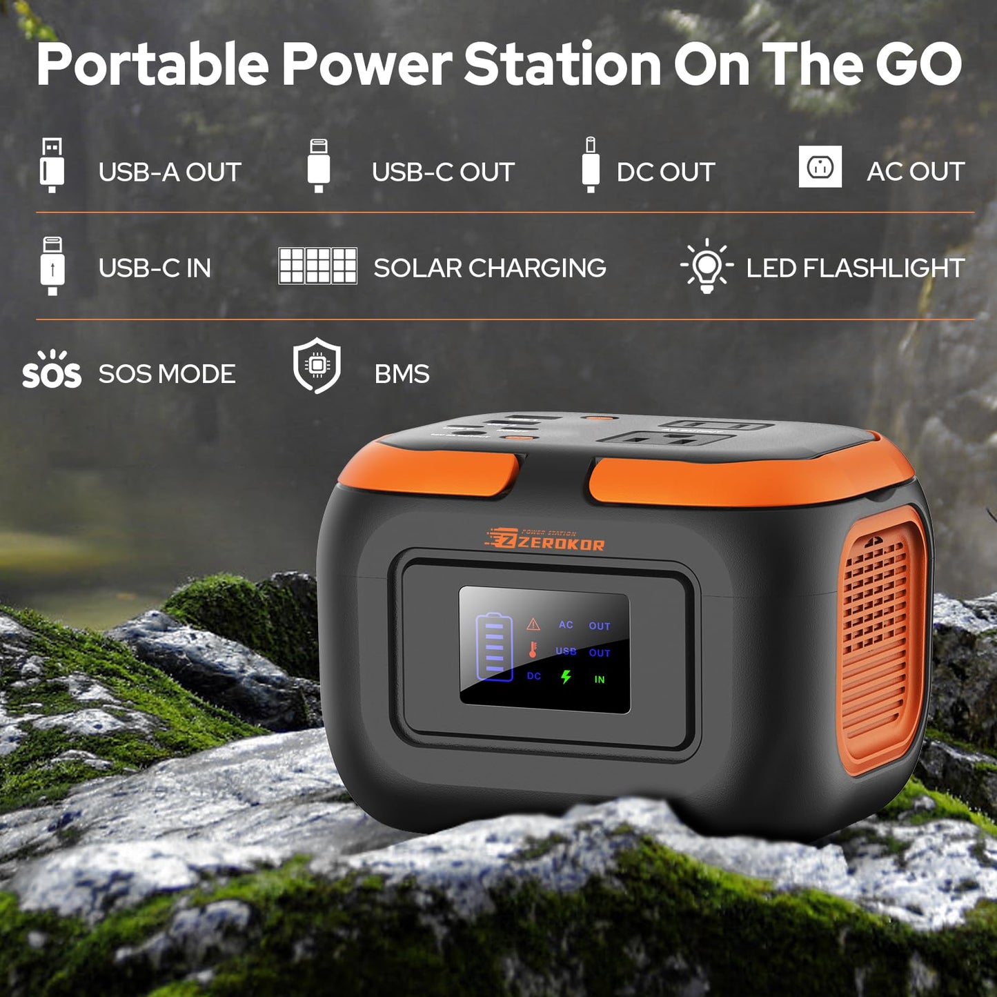Portable Power Station 120W, Power Bank with AC Outlet, Portable Generator 97.6Wh External Battery Power Pack with USB C Input for Camping Home Van Life Adventure Backup